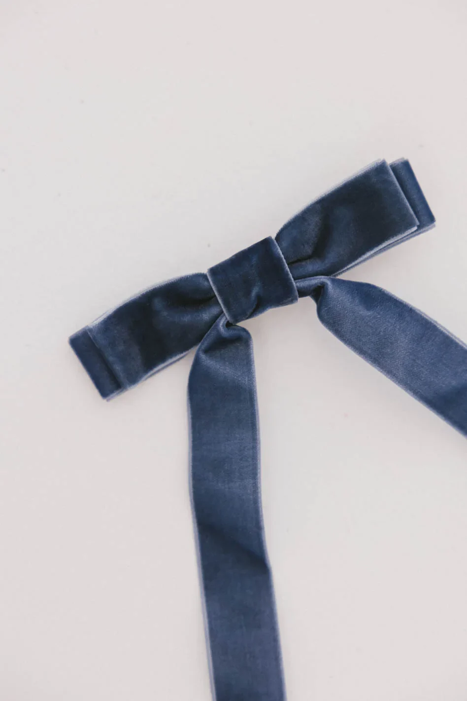 Double Loop Velvet Bow in Blue - FINAL SALE - Image 2