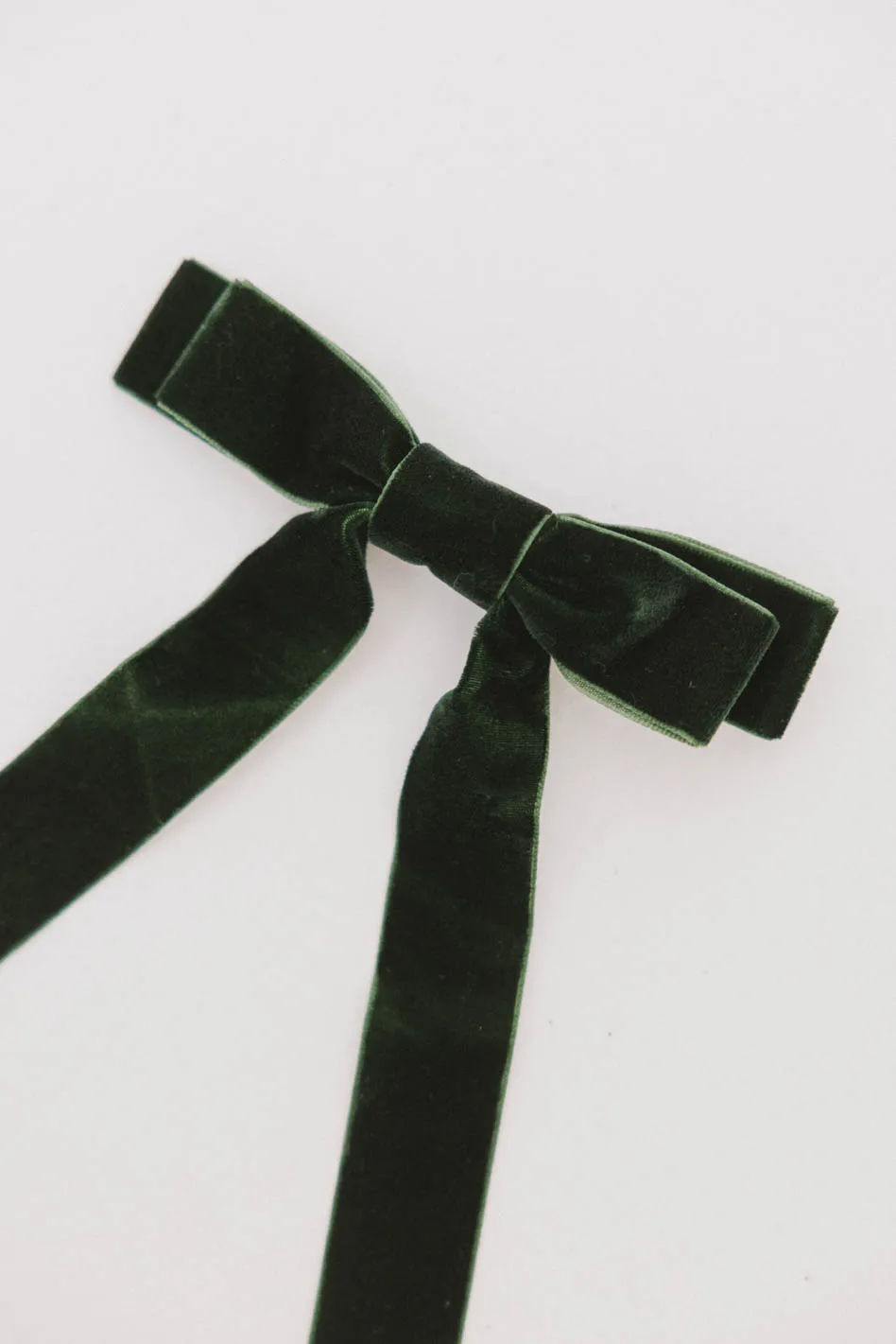 Double Loop Velvet Bow in Green - FINAL SALE - Image 2