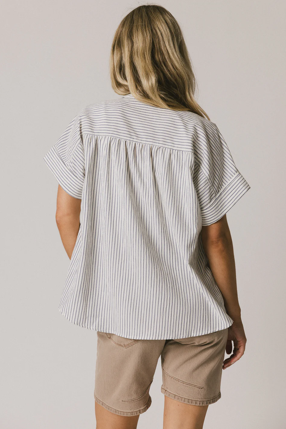 Douglas Striped Button Up in Navy - FINAL SALE - Image 3