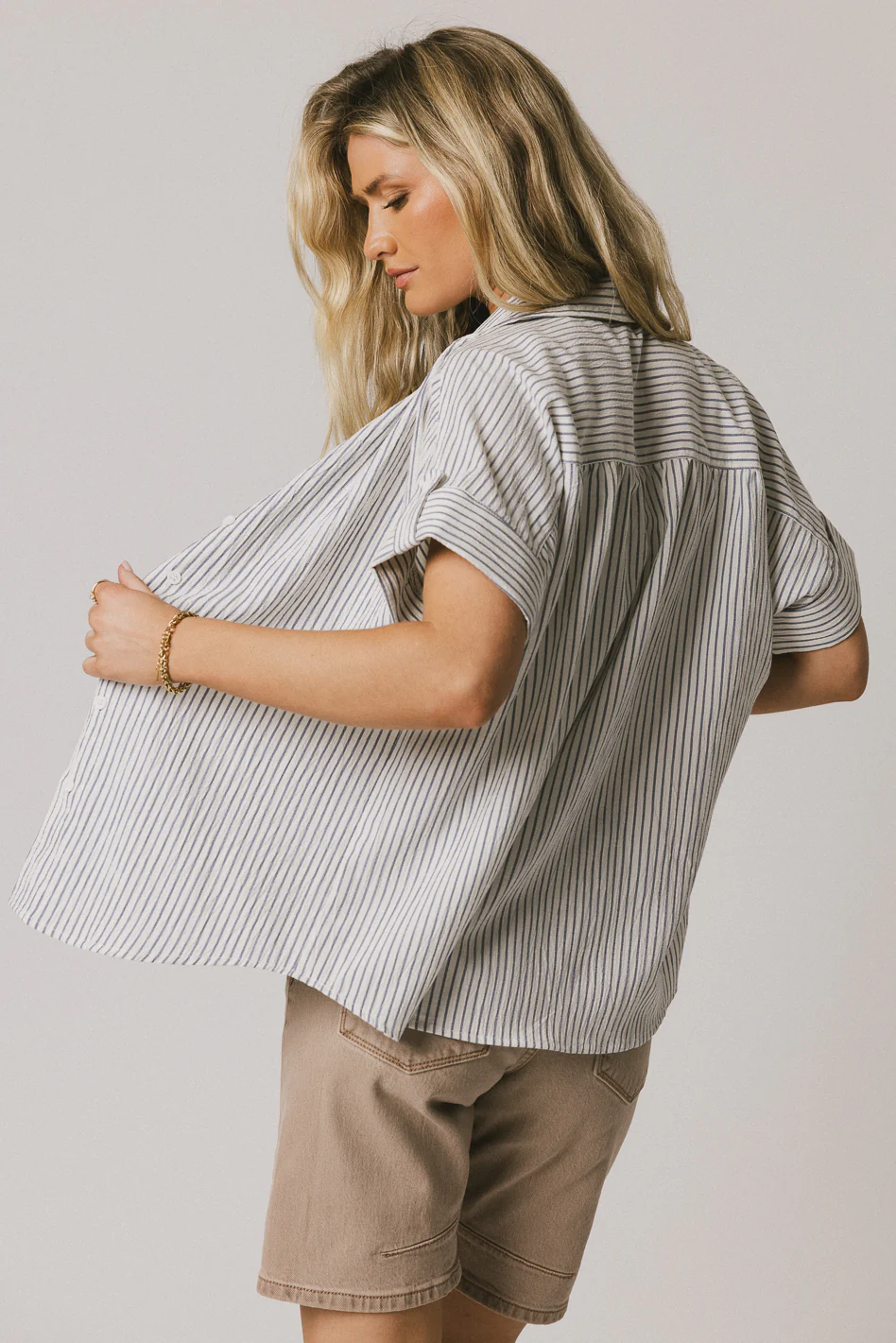 Douglas Striped Button Up in Navy - FINAL SALE - Image 4