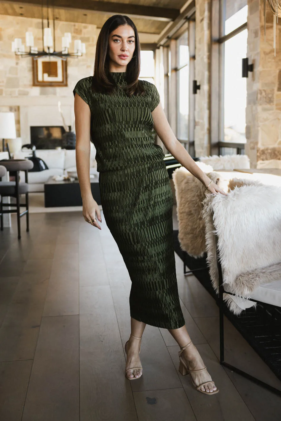 Dream Textured Top in Dark Moss - FINAL SALE - Image 6
