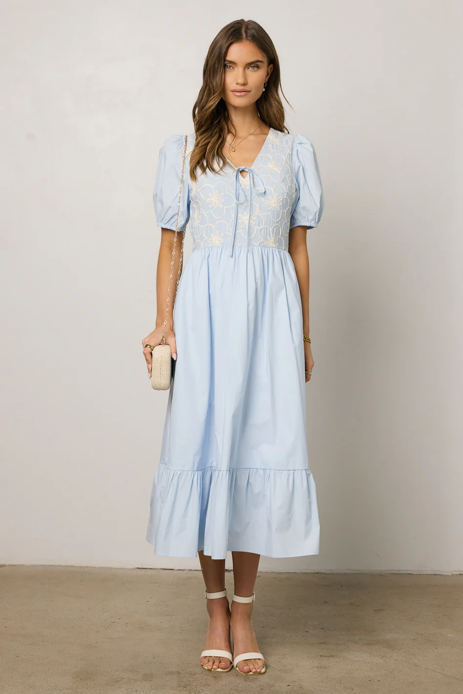 Jozette Floral Midi Dress in Blue - FINAL SALE