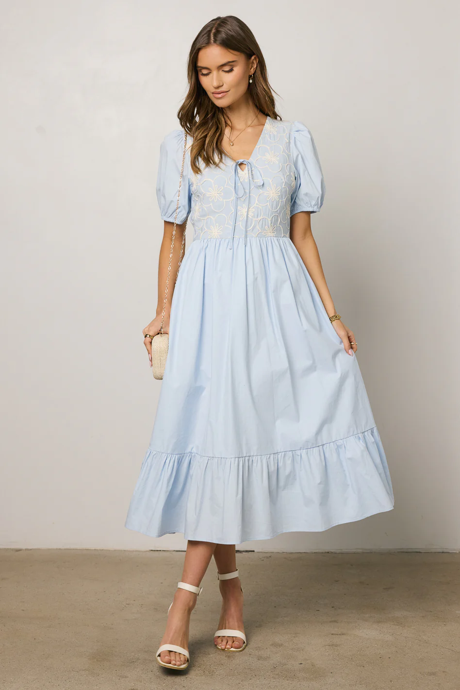 Jozette Floral Midi Dress in Blue - FINAL SALE - Image 3