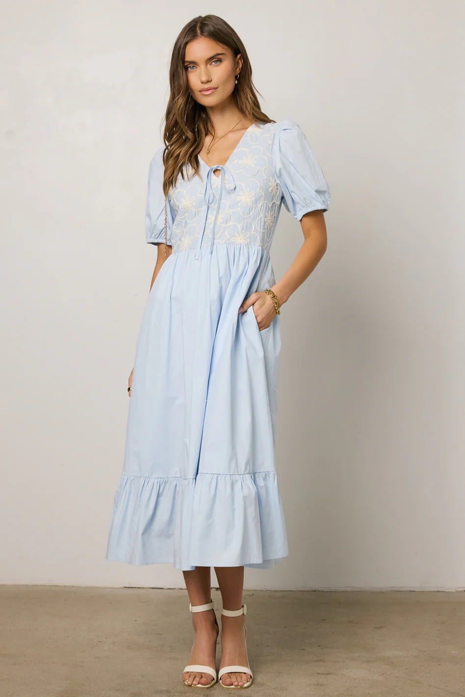 Jozette Floral Midi Dress in Blue - FINAL SALE - Image 6