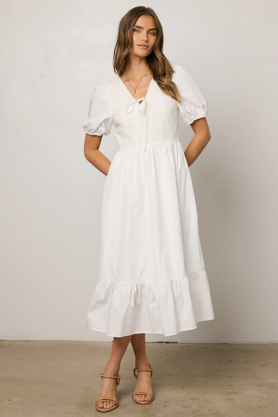 Jozette Floral Midi Dress in Off White - FINAL SALE - Image 6