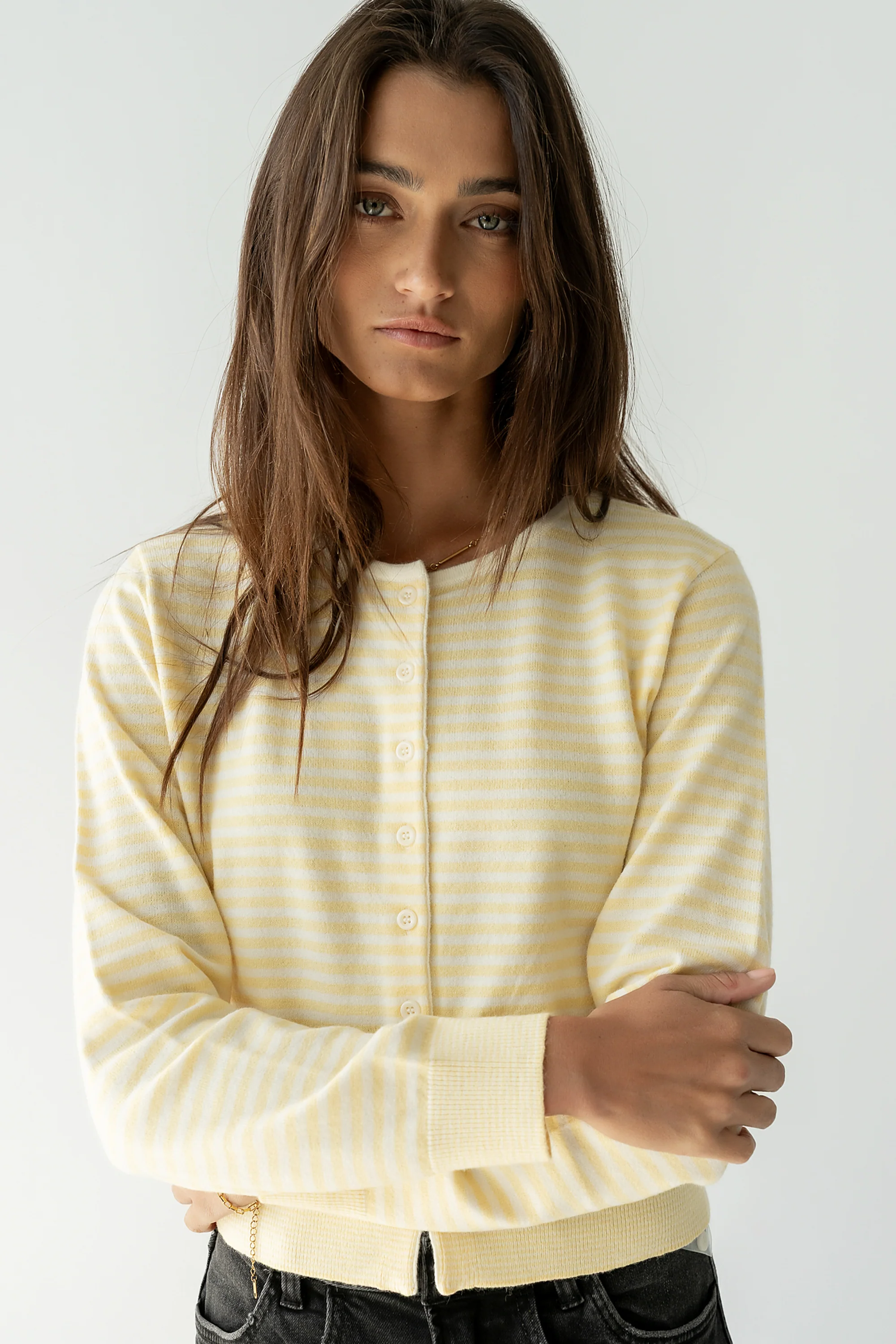 Edesse Striped Cardigan in Yellow - Image 4