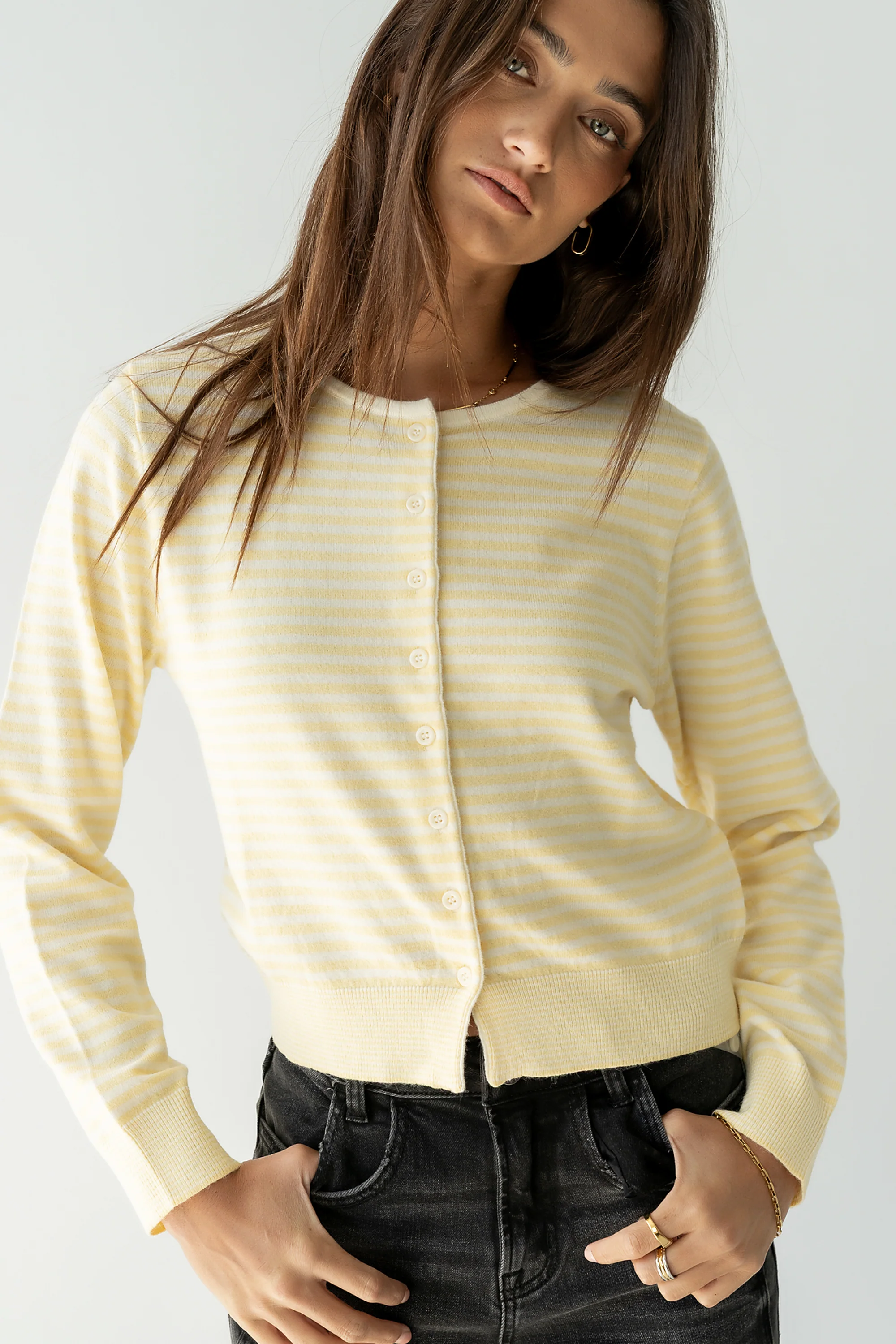 Edesse Striped Cardigan in Yellow - Image 6