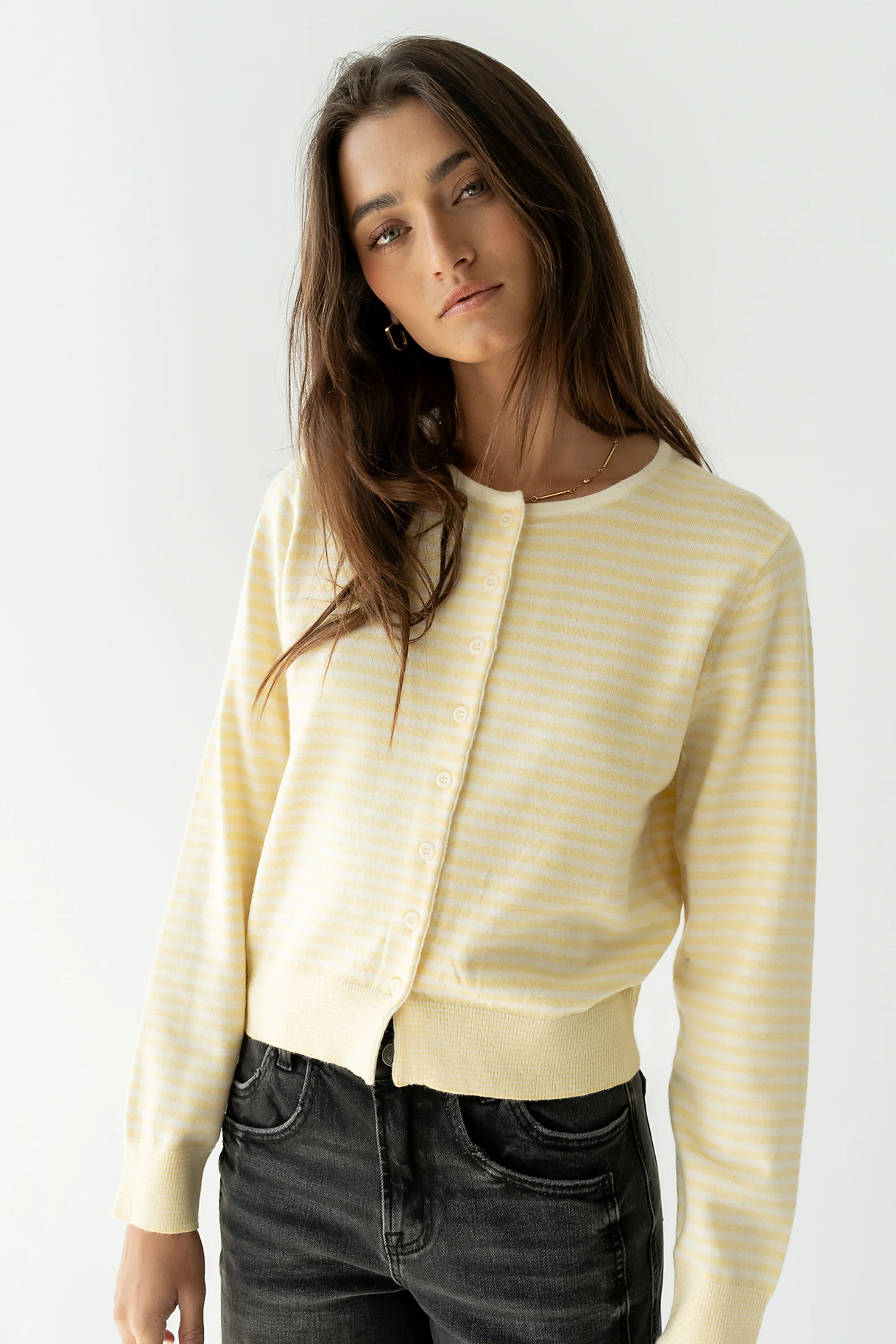 Edesse Striped Cardigan in Yellow - Image 7