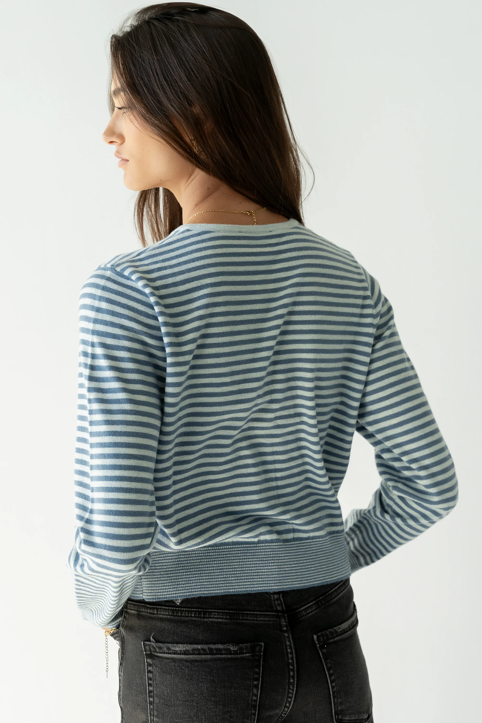 Edesse Striped Cardigan in Blue - FINAL SALE - Image 2