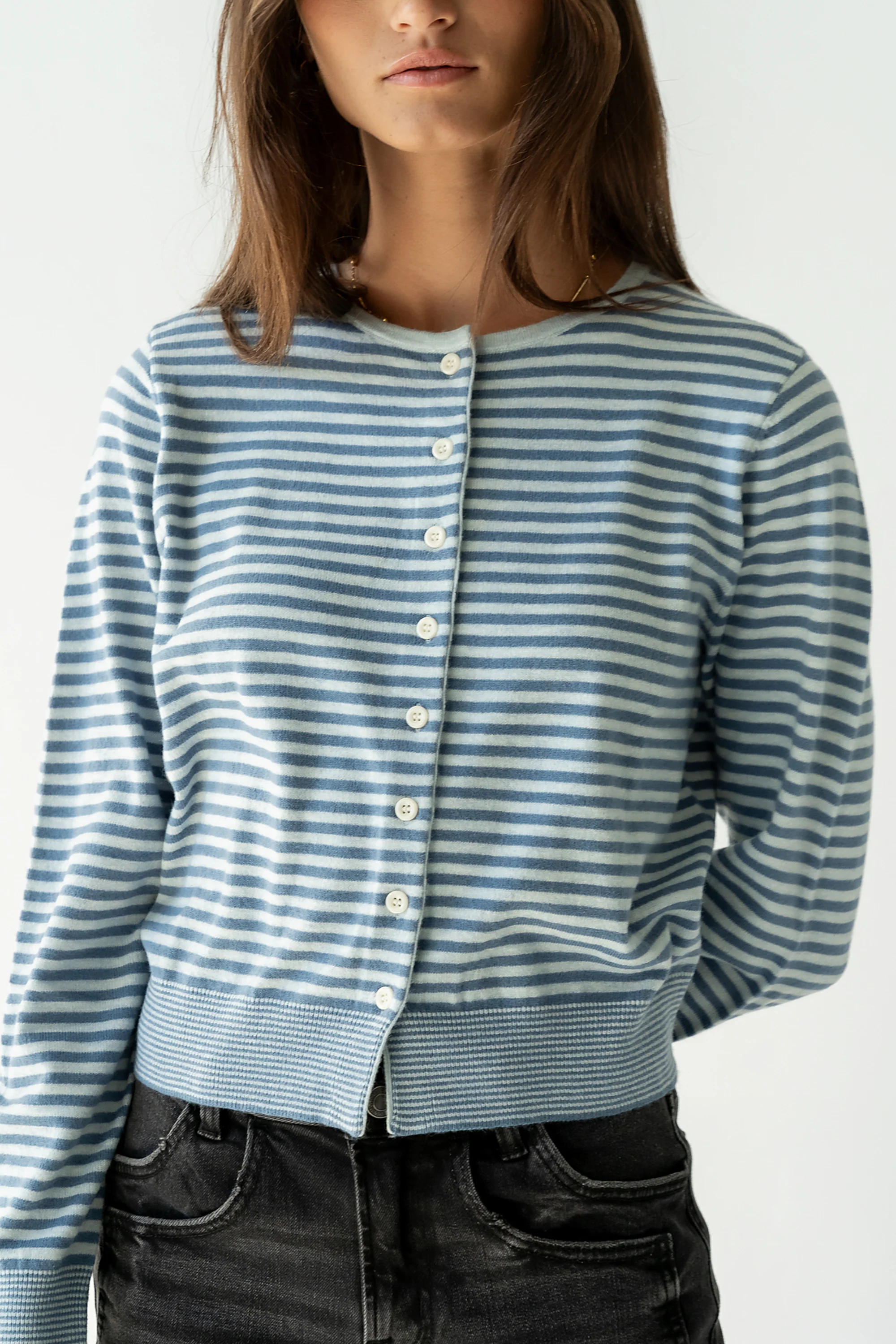 Edesse Striped Cardigan in Blue - FINAL SALE - Image 3