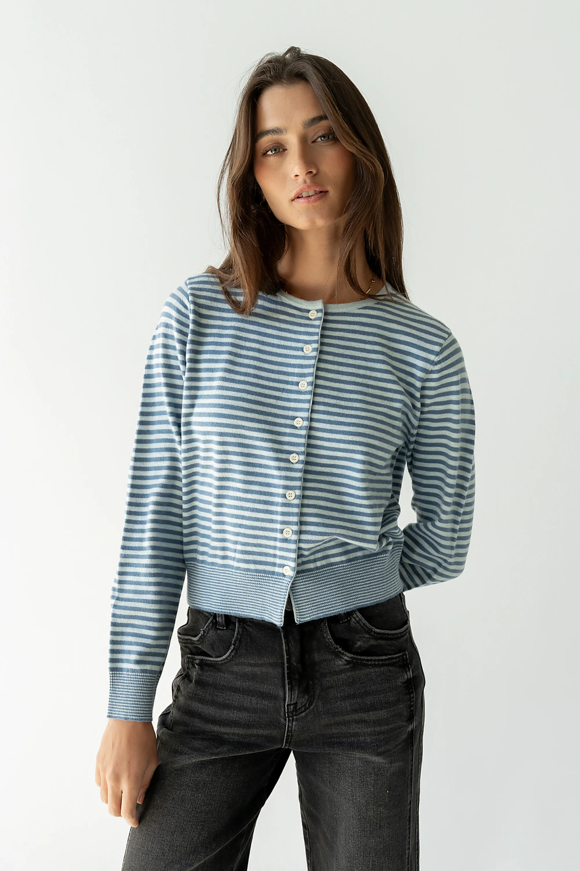 Edesse Striped Cardigan in Blue - FINAL SALE - Image 4