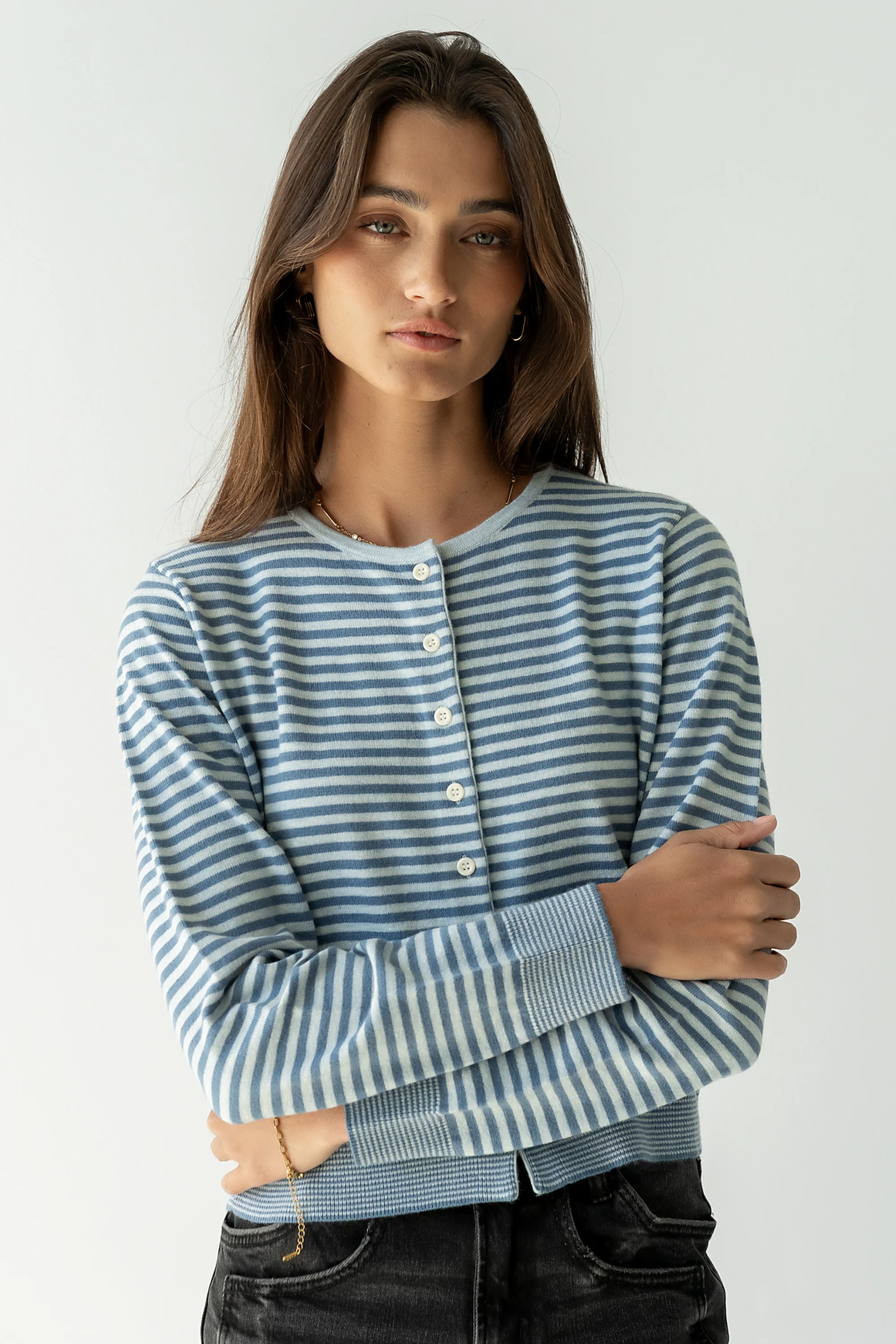 Edesse Striped Cardigan in Blue - FINAL SALE - Image 6