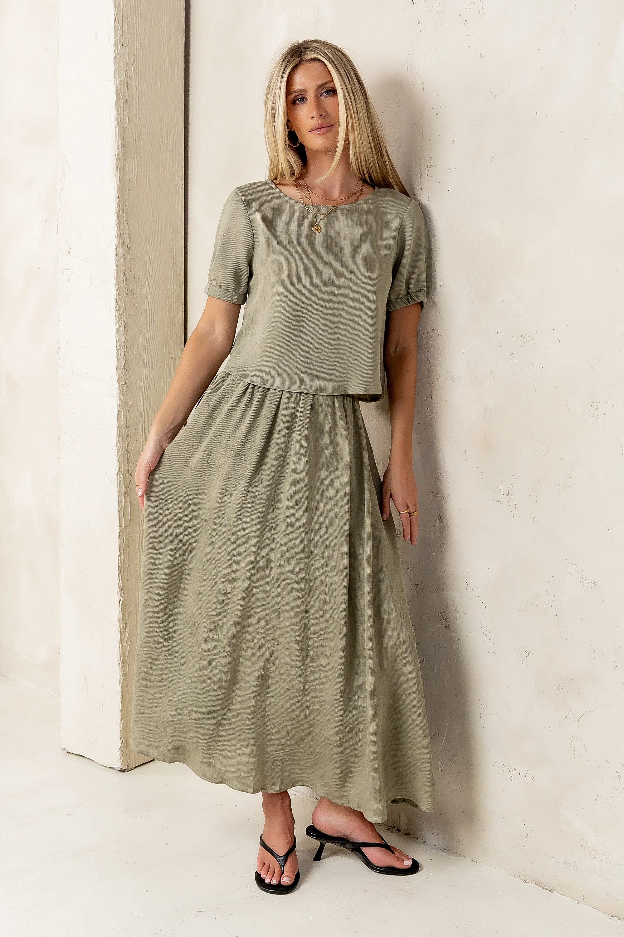 Elani Maxi Skirt in Olive - FINAL SALE - Image 5