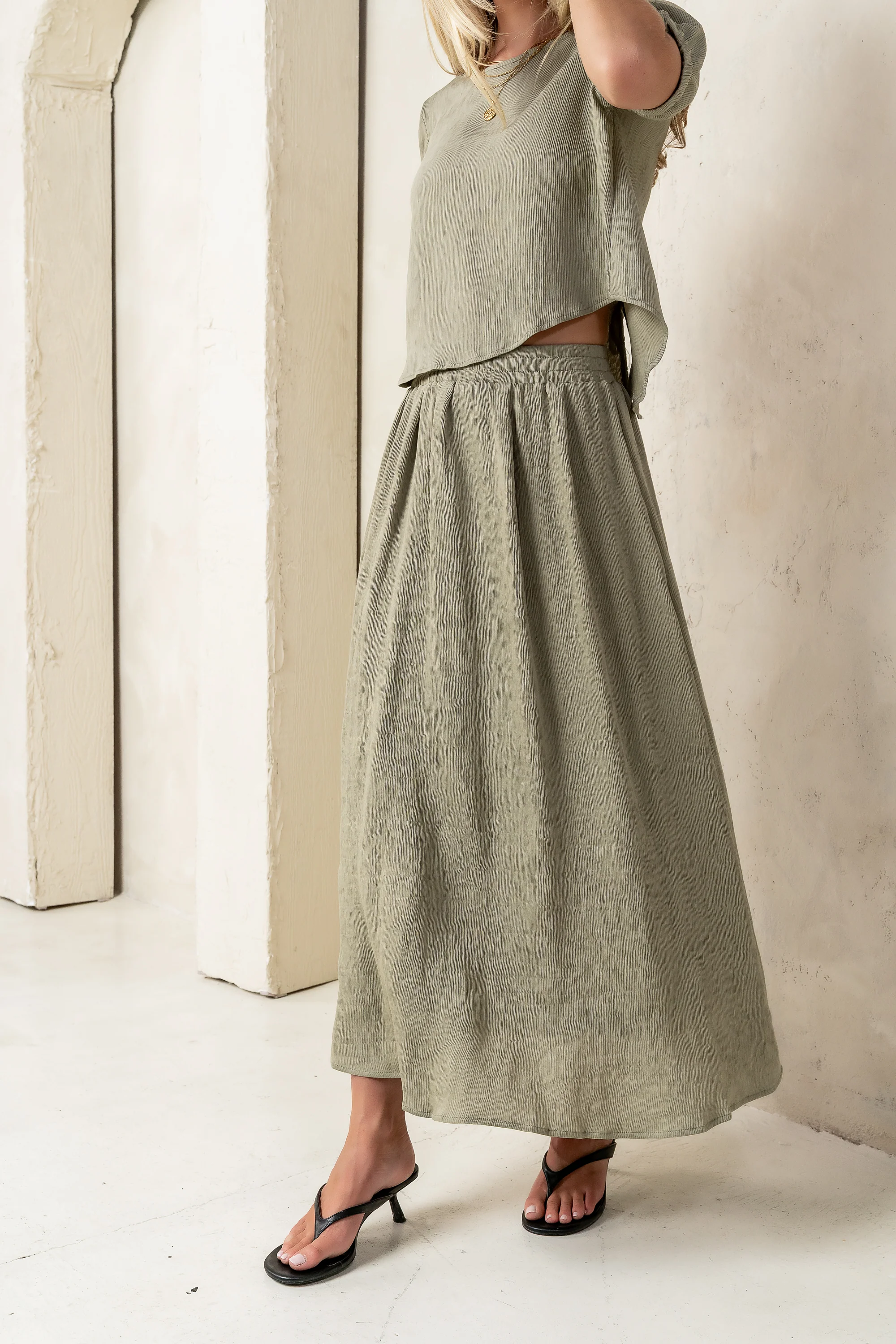 Elani Maxi Skirt in Olive - FINAL SALE - Image 7