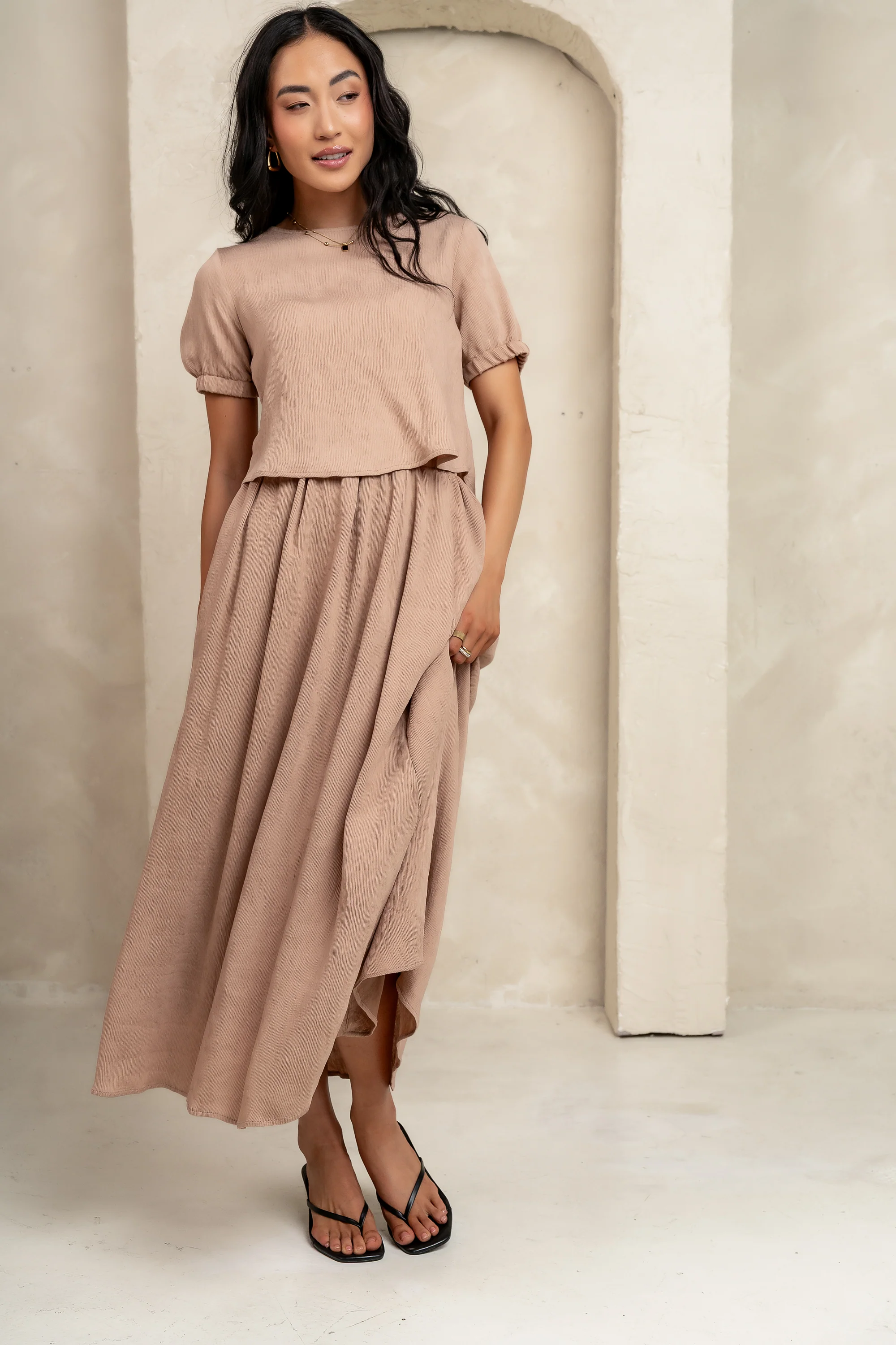 Elani Tie Blouse in Mocha - FINAL SALE - Image 3
