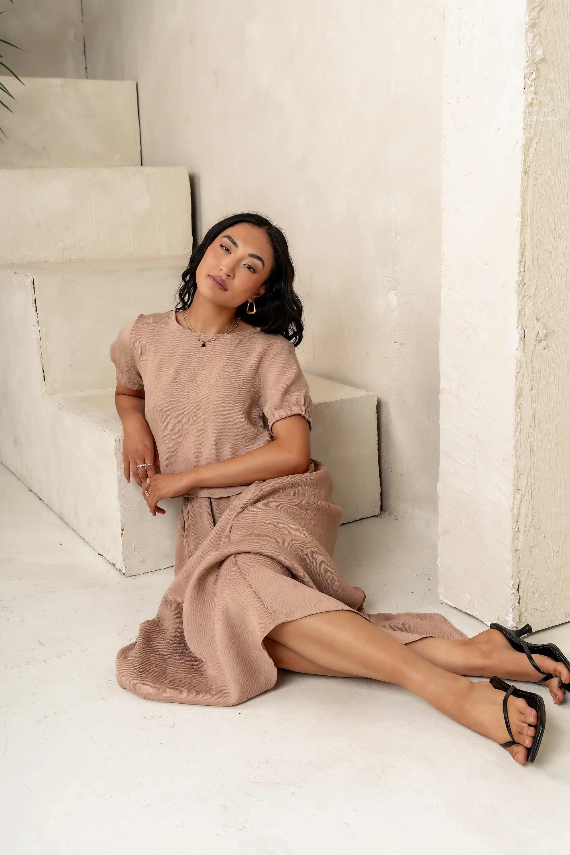 Elani Tie Blouse in Mocha - FINAL SALE - Image 4