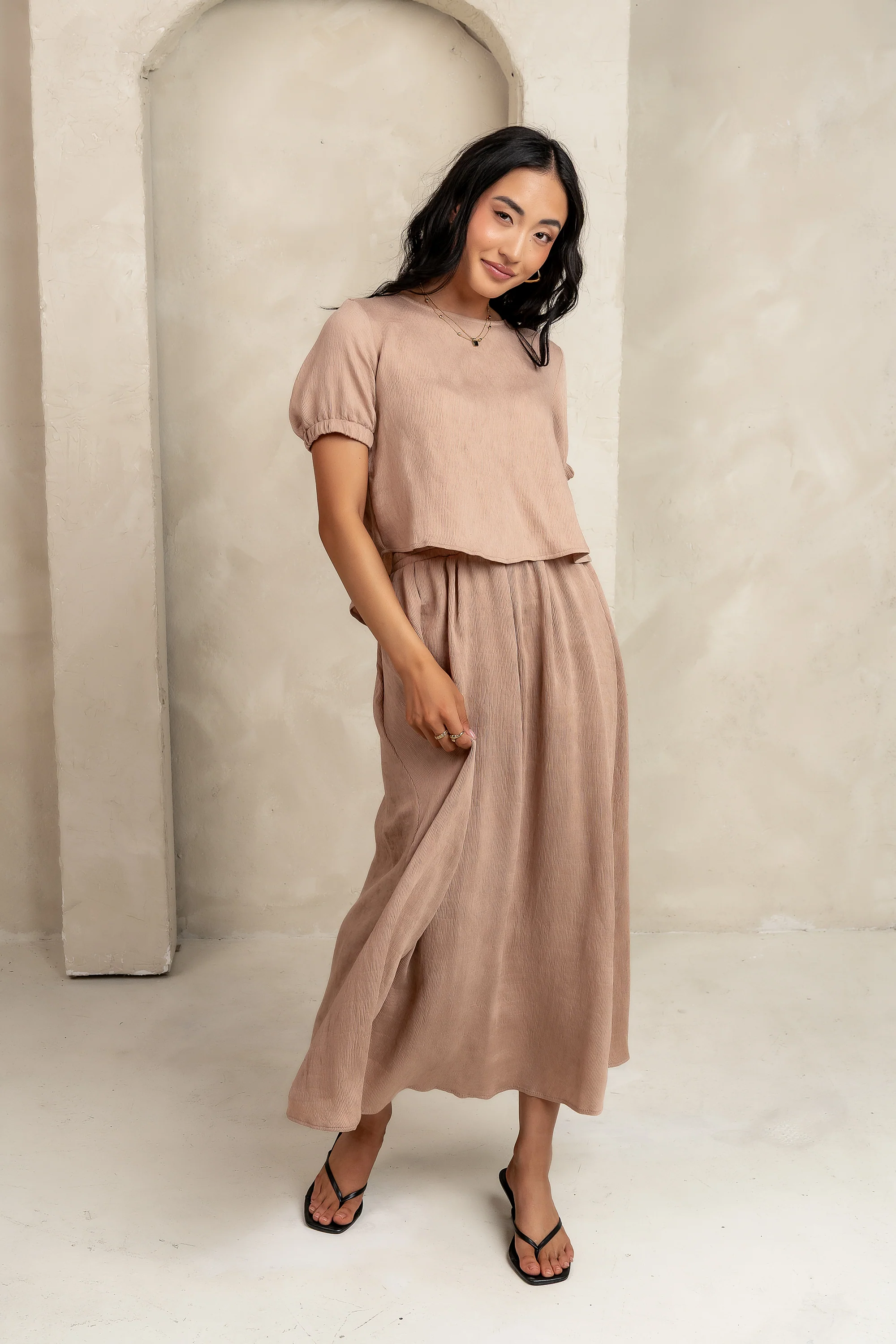 Elani Tie Blouse in Mocha - FINAL SALE - Image 6