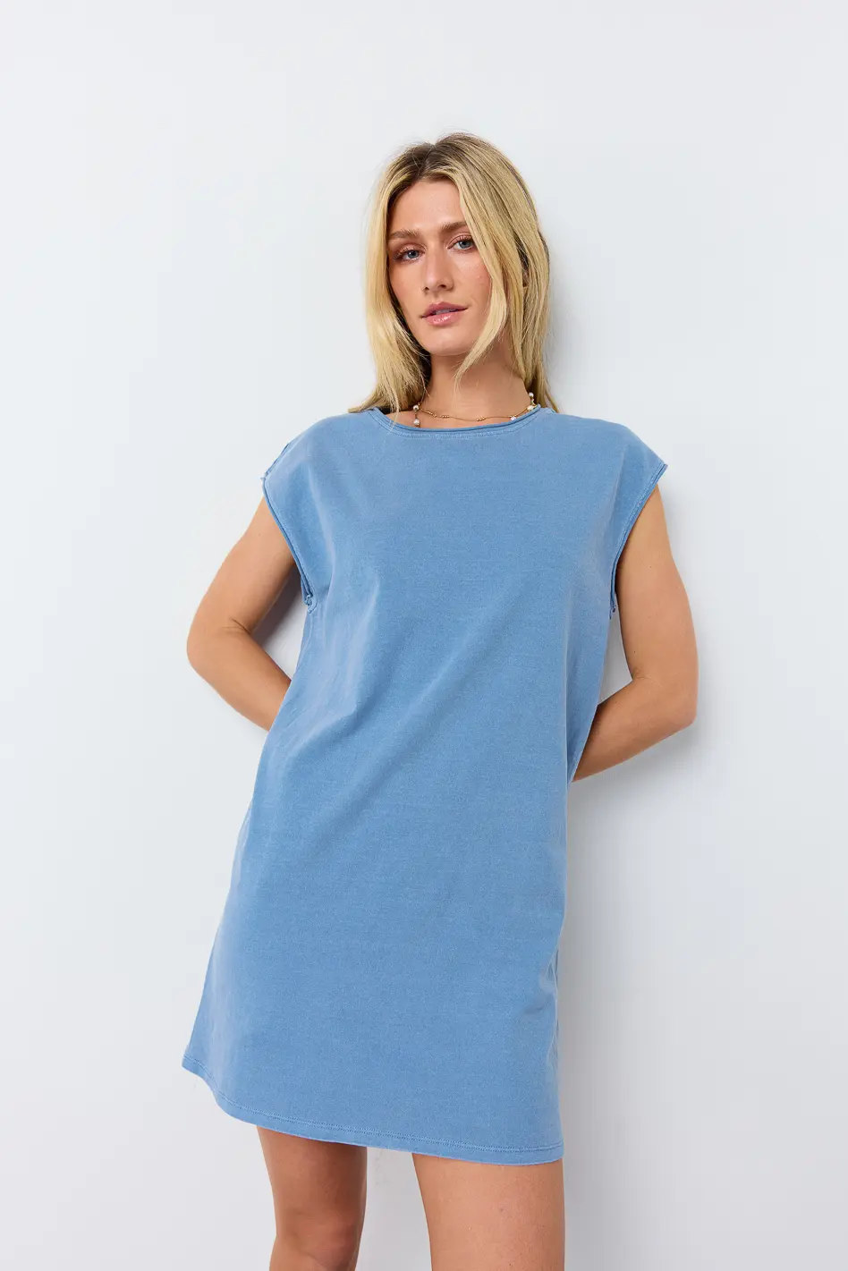 Elena T-Shirt Dress in Blue - FINAL SALE - Image 3