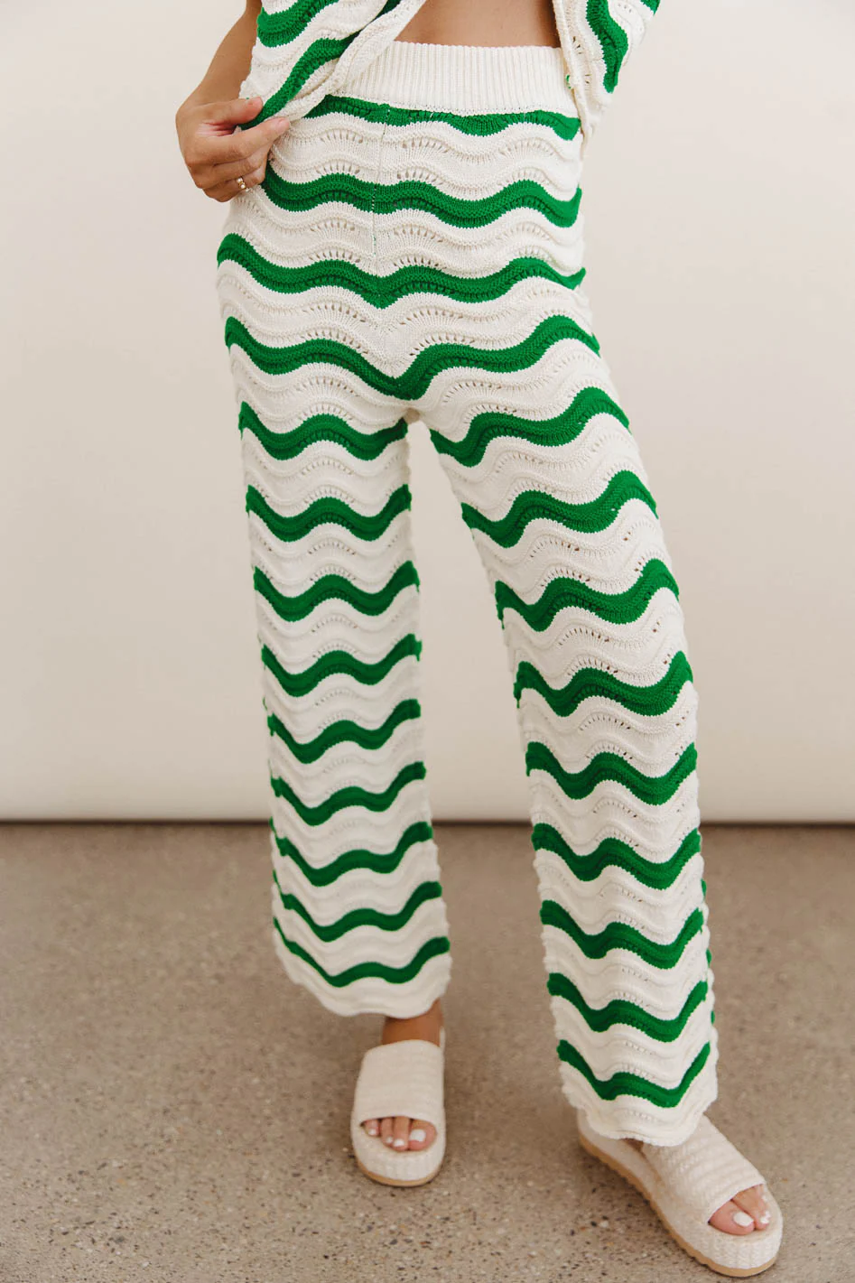 Elenor Knit Bottoms in Green - FINAL SALE - Image 2
