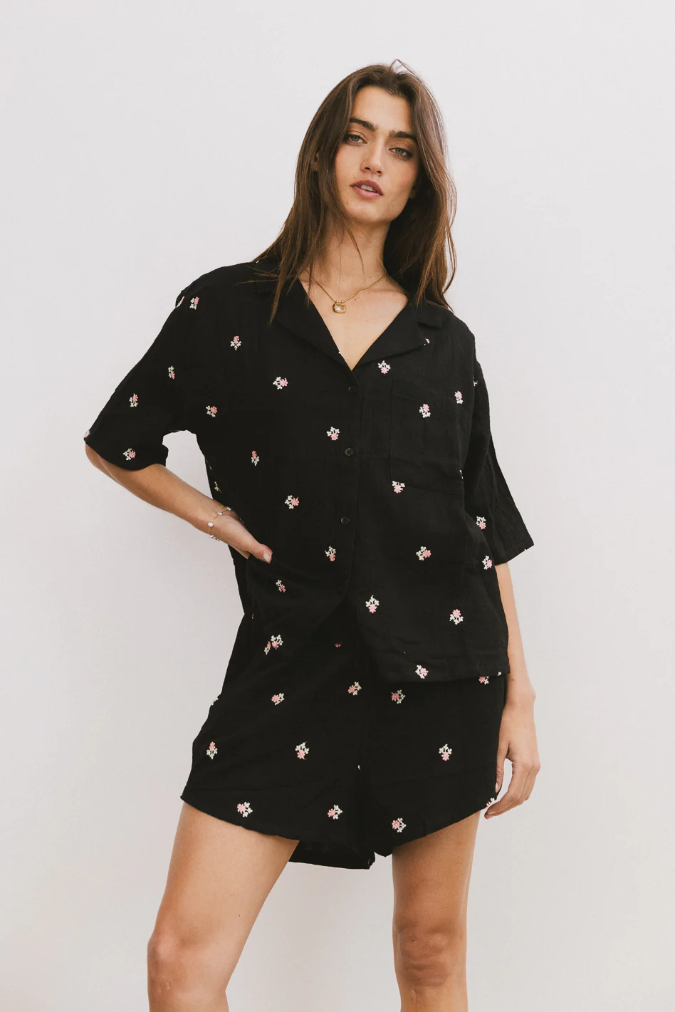 Elia Floral Shorts in Black - FINAL SALE - Image 4