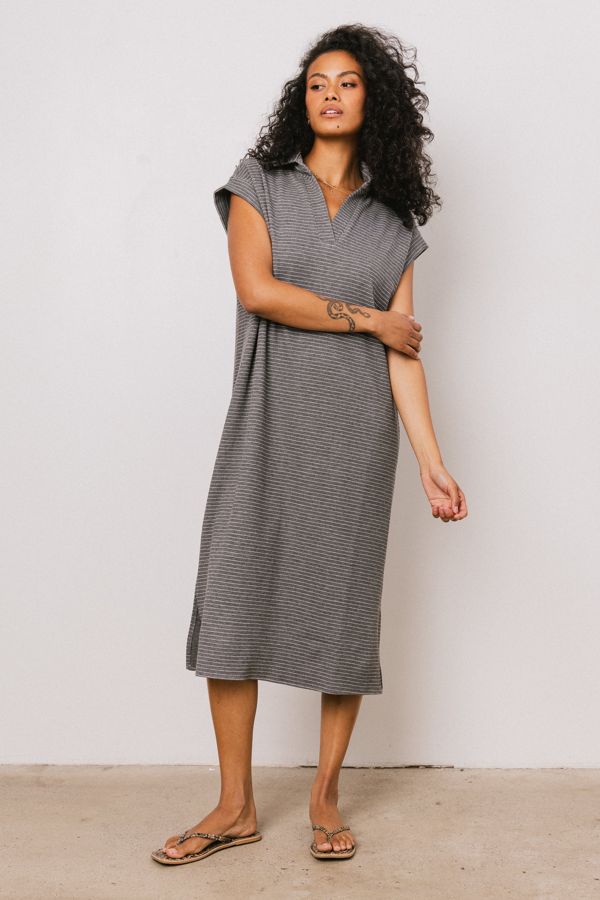 Elisa Striped Maxi Dress in Grey - FINAL SALE - Image 6