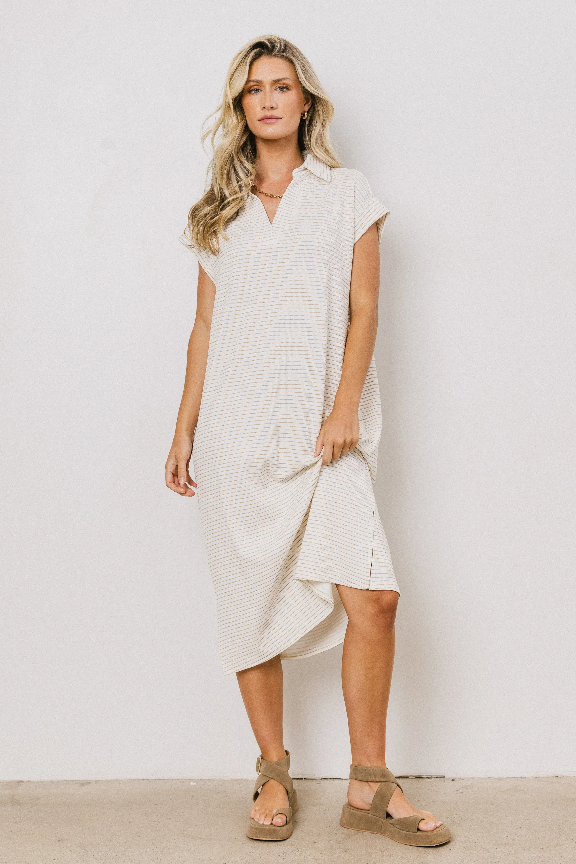 Elisa Striped Maxi Dress in Tan - FINAL SALE - Image 3
