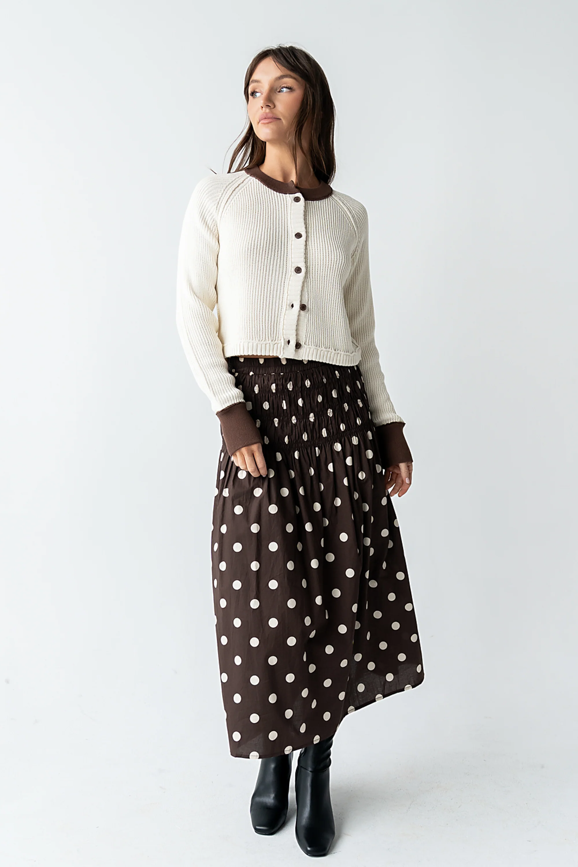 Ella Contrast Cardigan in Cream - FINAL SALE - Image 3