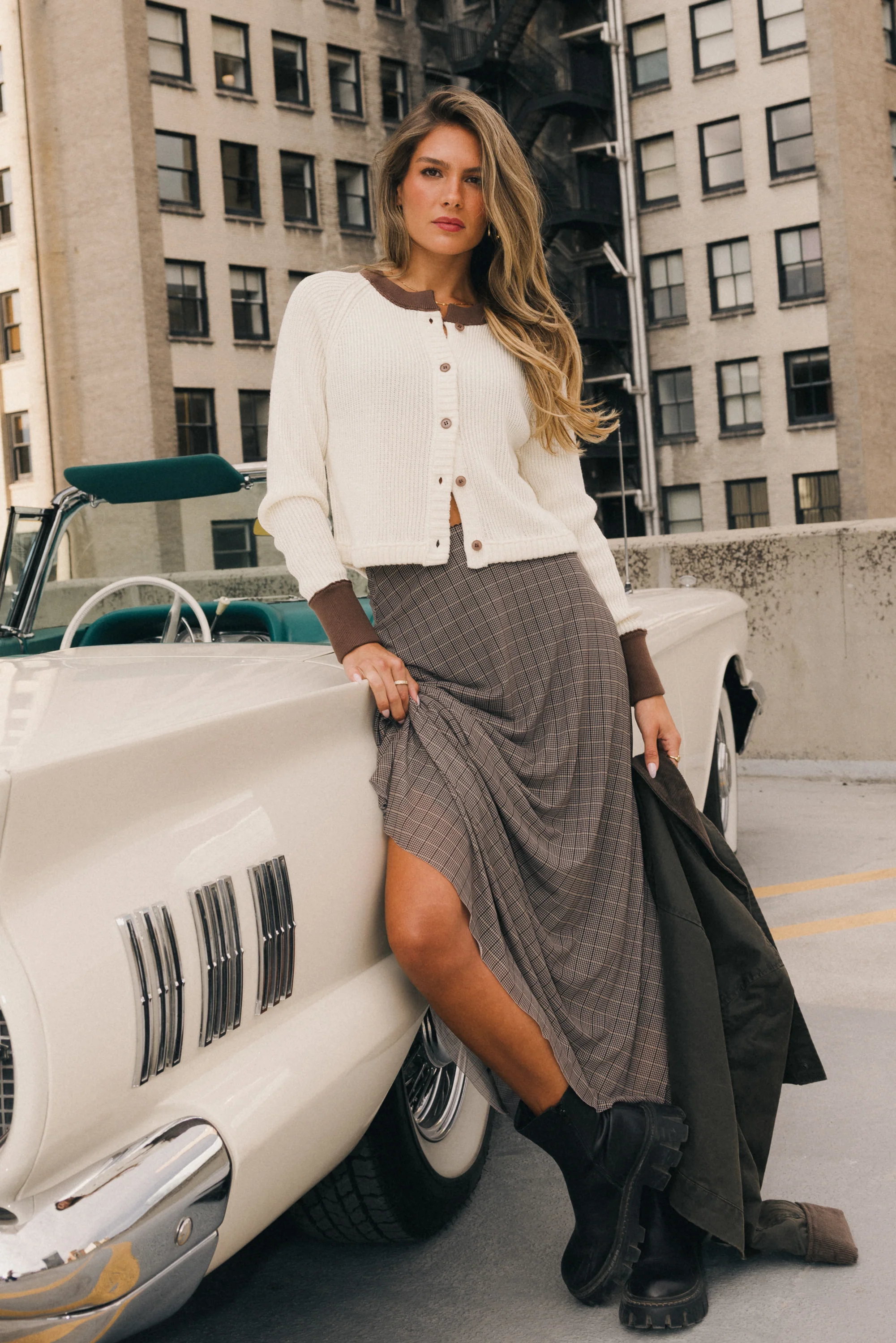 Ella Contrast Cardigan in Cream - FINAL SALE - Image 7