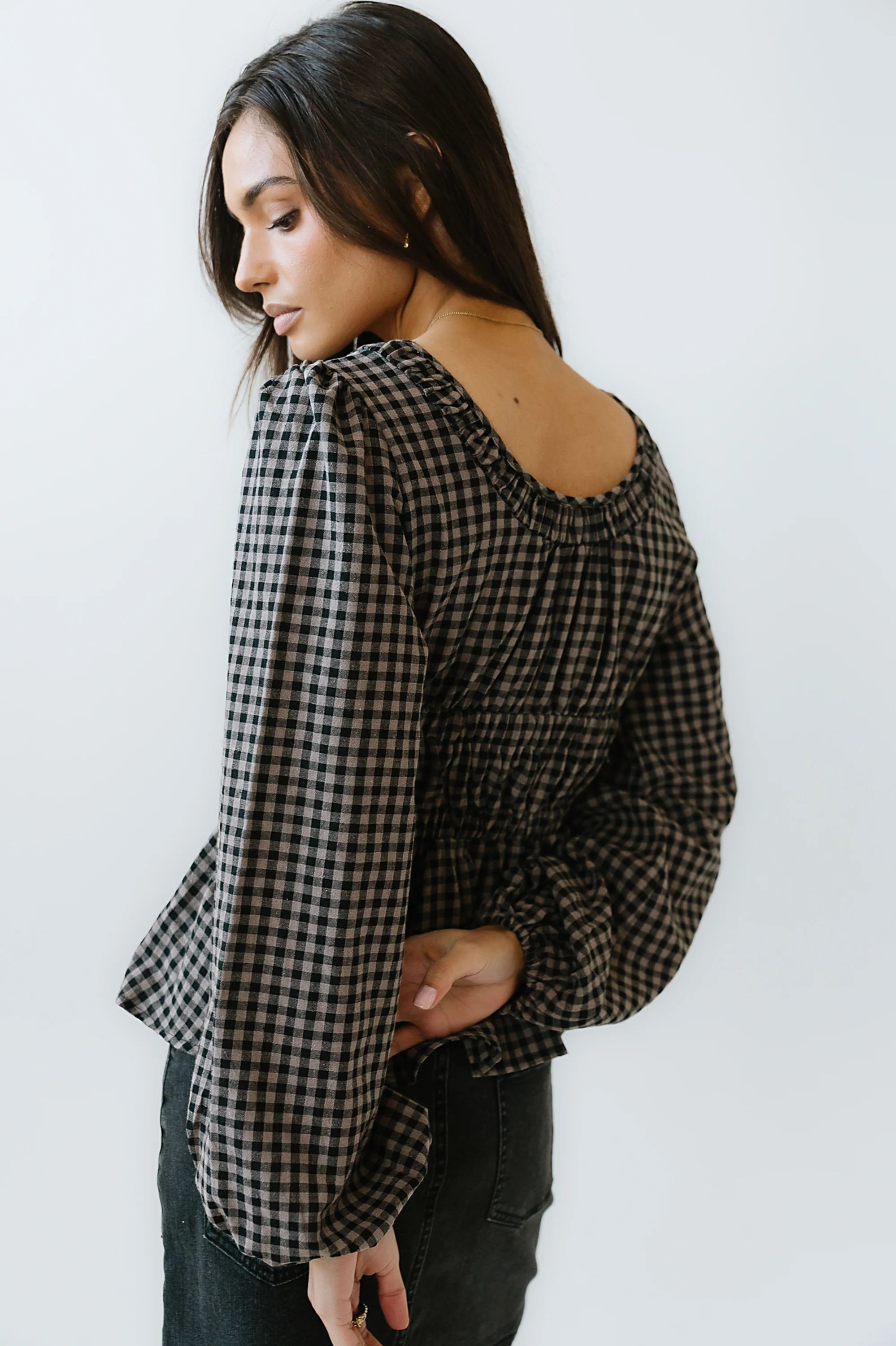 Ella Tie Peplum Blouse in Black - FINAL SALE - Image 5