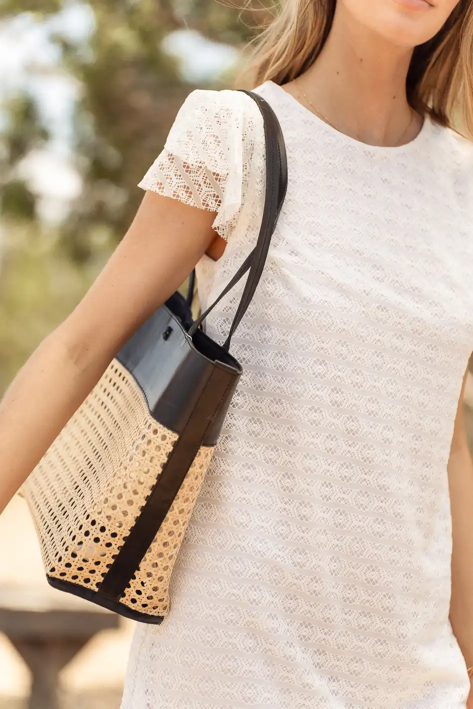 Ellie Wicker Tote in Black - FINAL SALE - Image 3