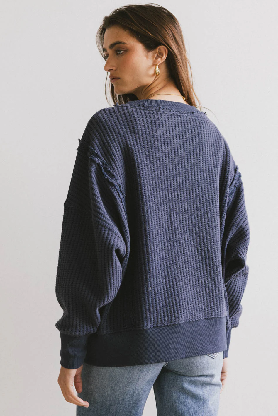 Ellis Waffle Knit Top in Navy - FINAL SALE - Image 2