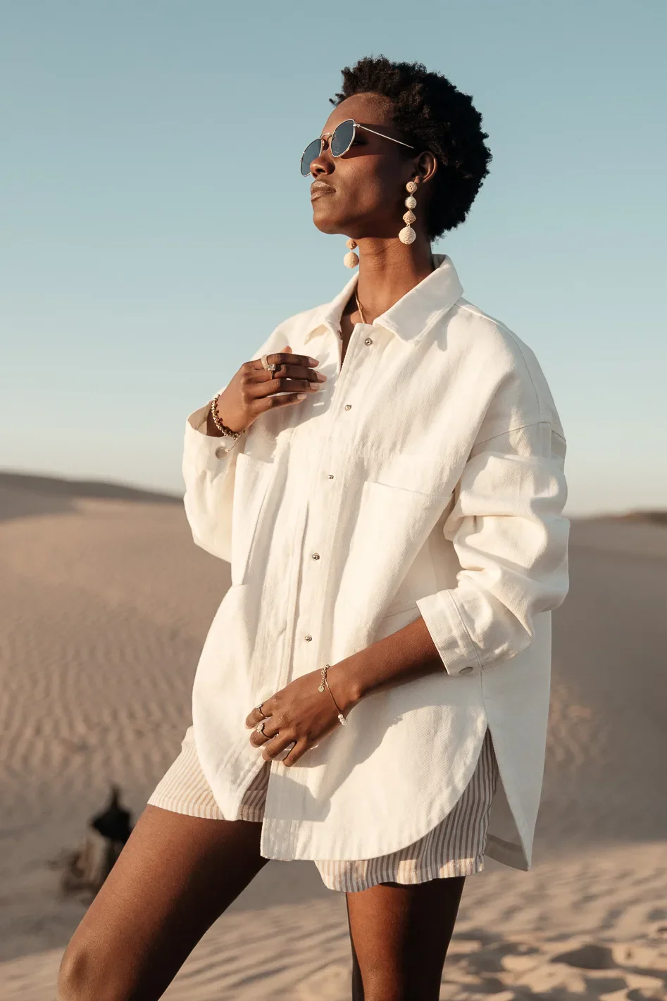 Eloise Denim Jacket in Ivory - FINAL SALE - Image 4