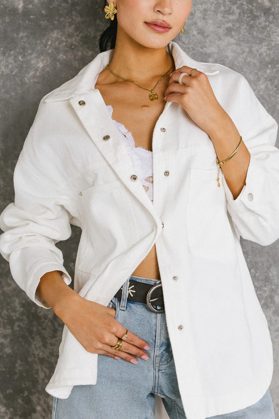 Eloise Denim Jacket in Ivory - FINAL SALE - Image 5