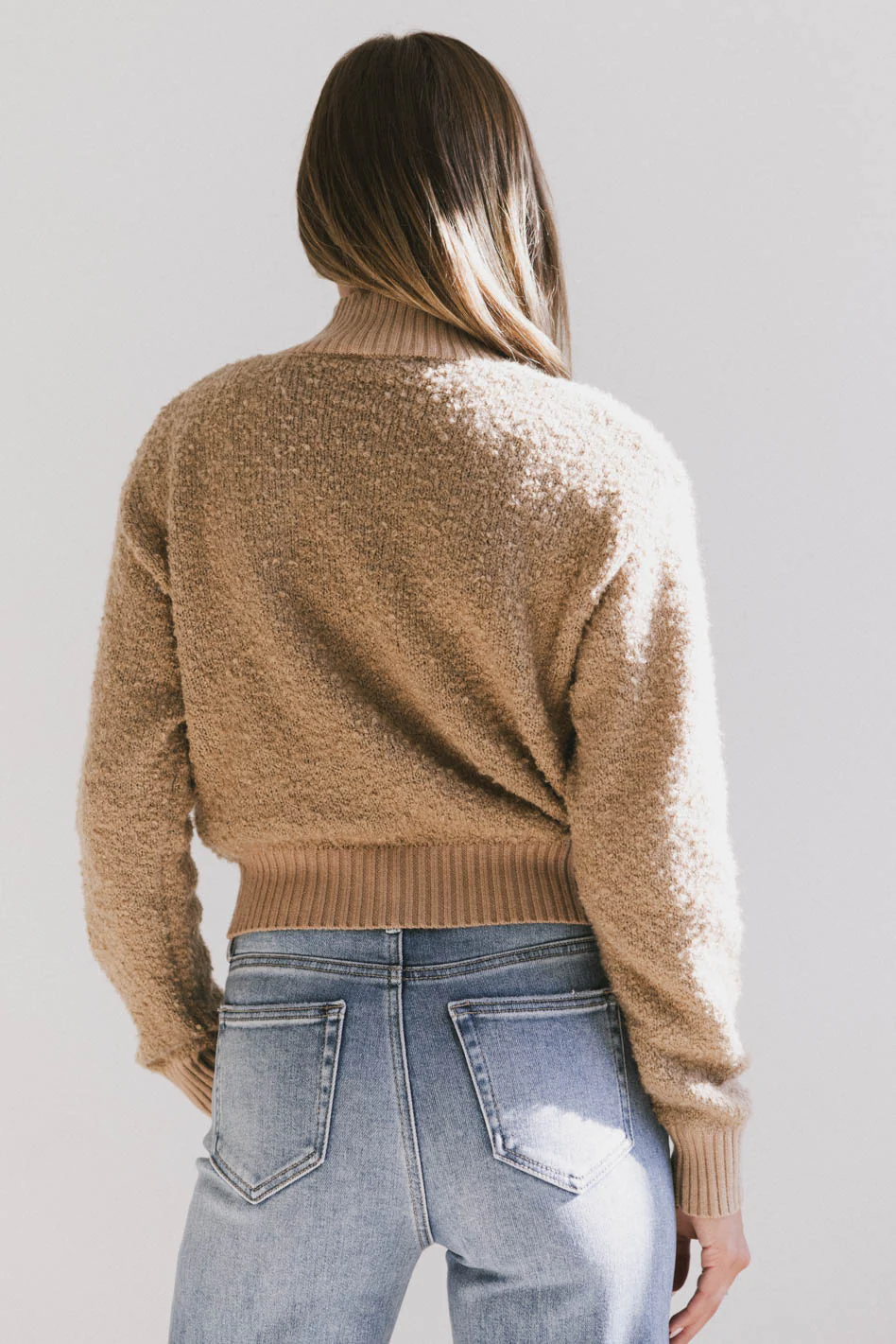 Eloise Mock Neck Sweater in Taupe - FINAL SALE - Image 4