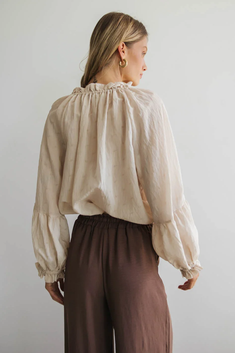 Elowen Button Up Blouse in Cream - FINAL SALE - Image 2
