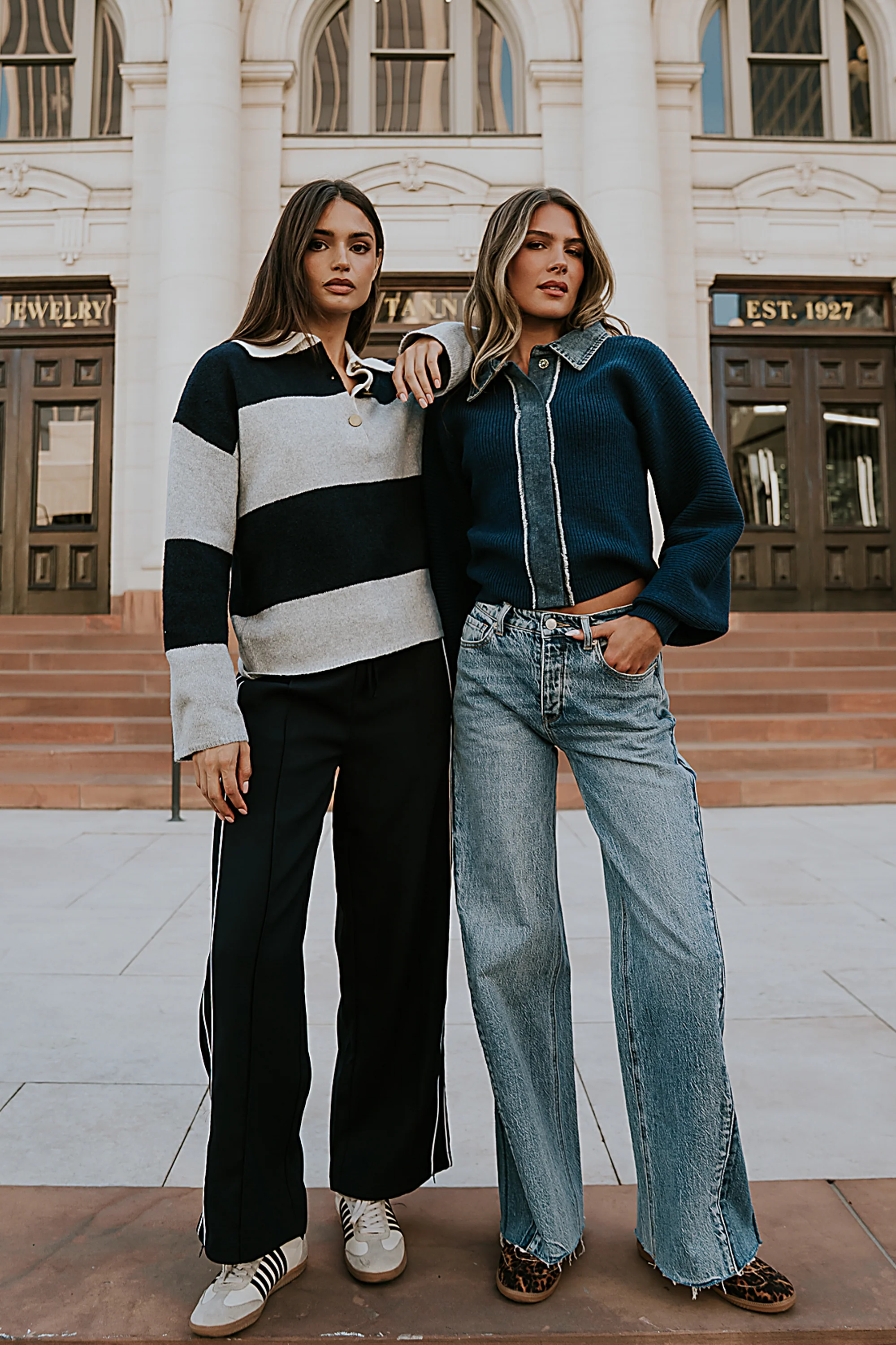 Emily Striped Wide Leg Pants in Navy - Image 7