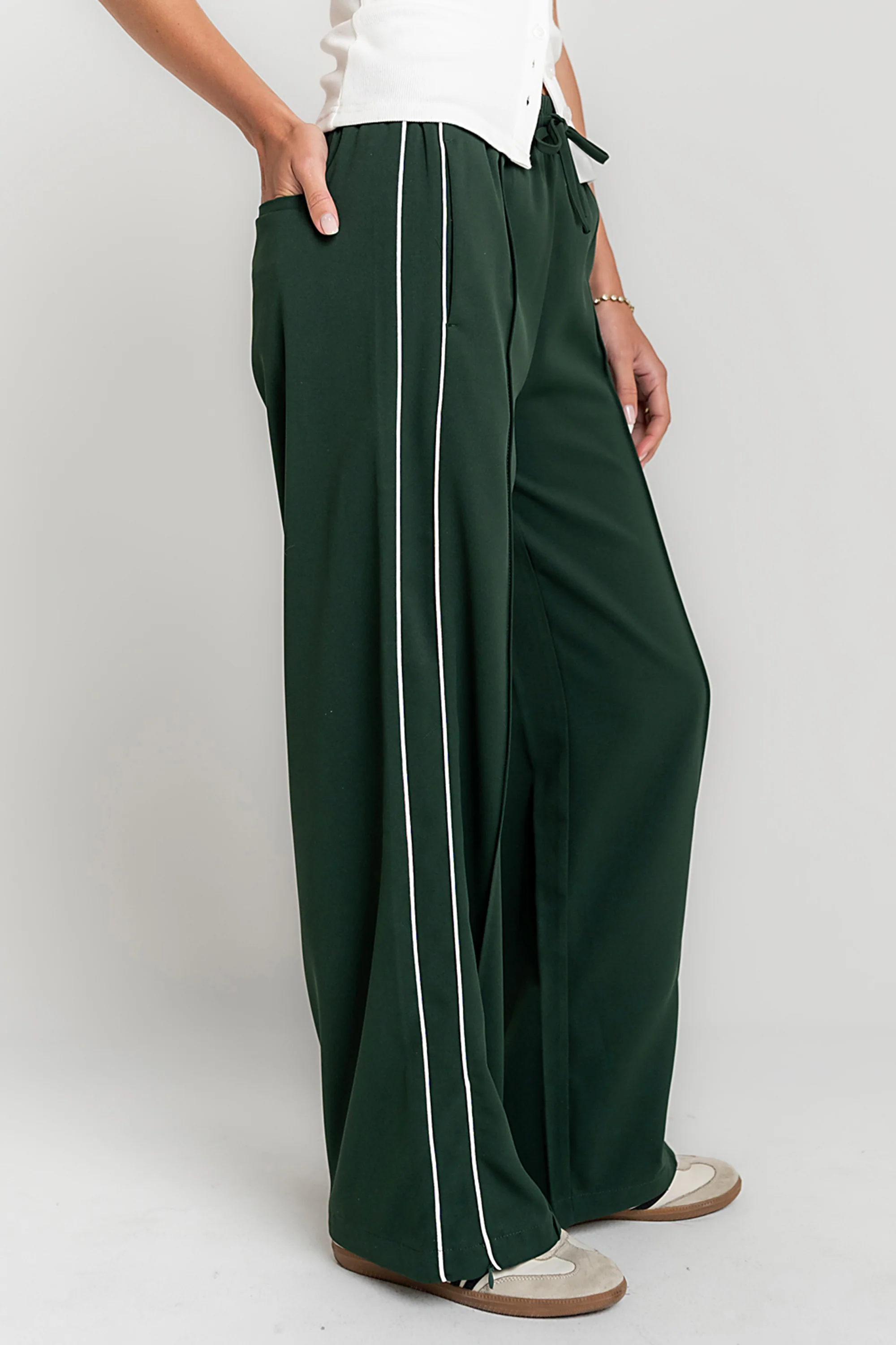 Emily Striped Wide Leg Pants in Green - Image 2