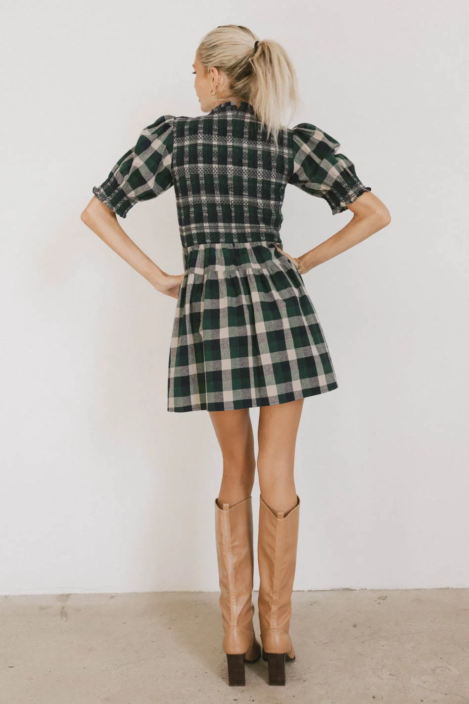 Emmett Plaid Smocked Mini Dress - FINAL SALE - Image 4