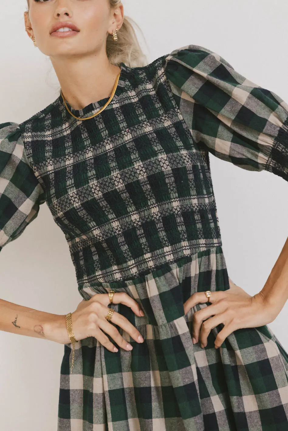 Emmett Plaid Smocked Mini Dress - FINAL SALE - Image 5