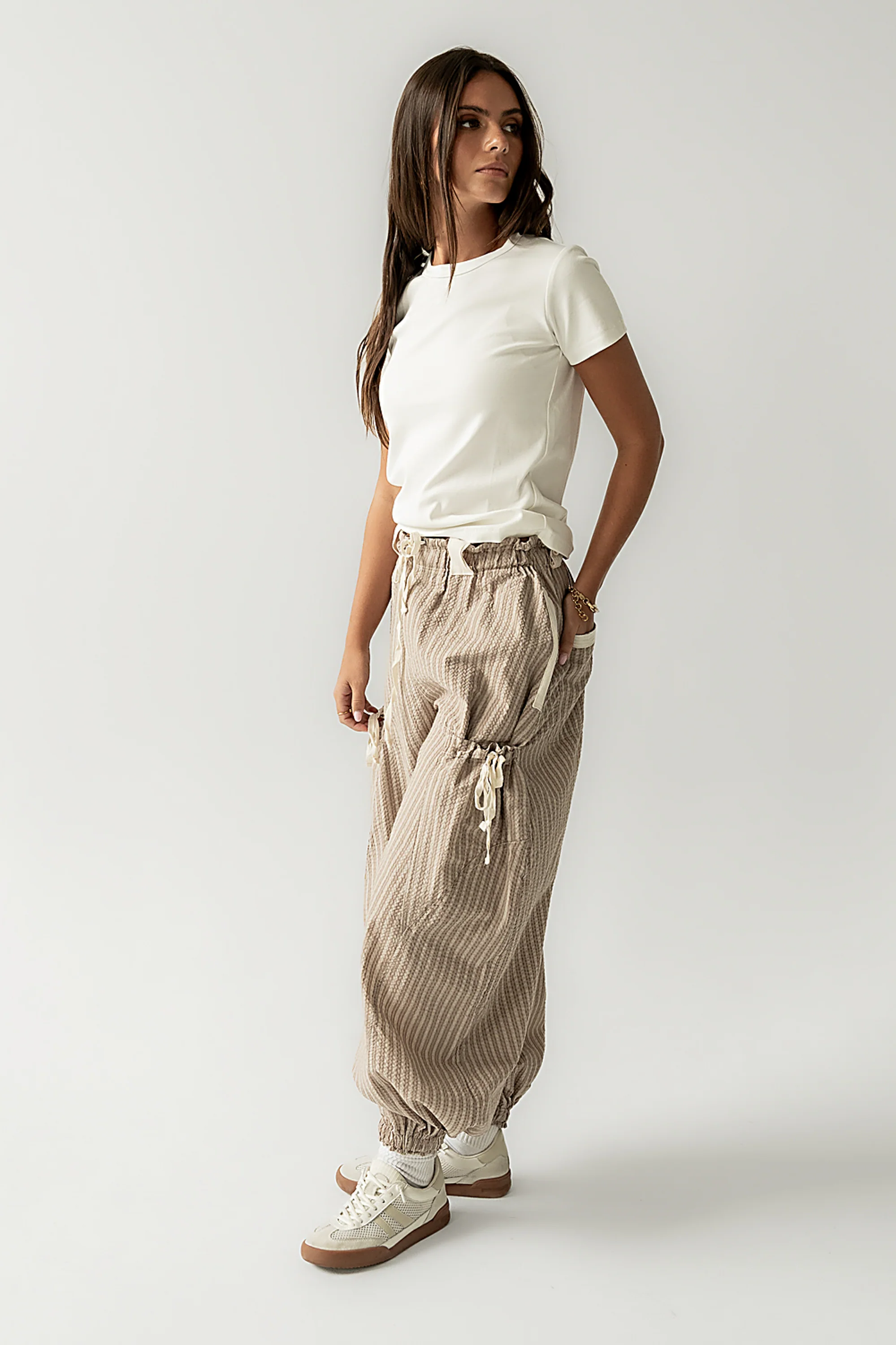 Emory Striped Baggy Pants in Mocha - FINAL SALE - Image 3