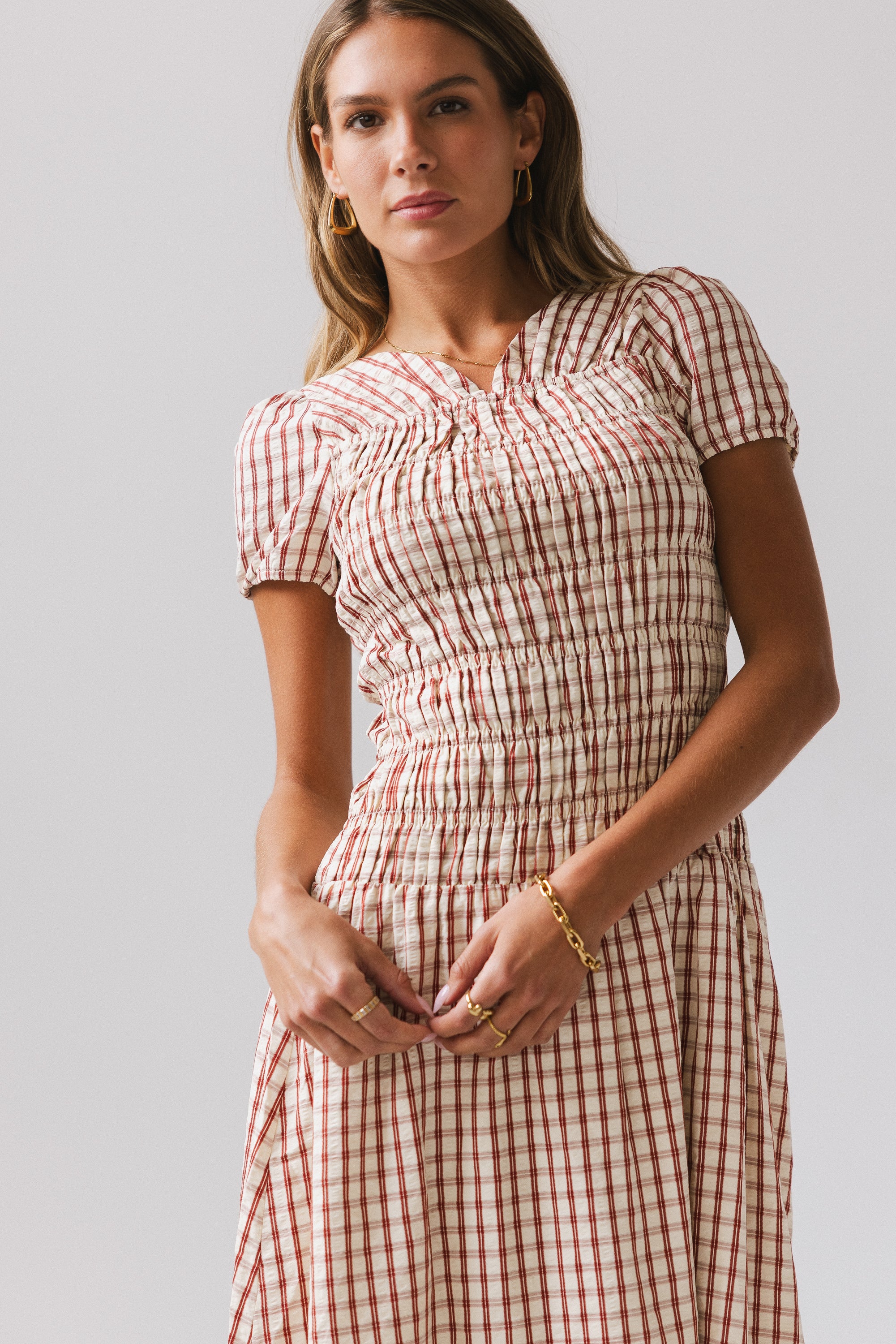 Erin Smocked Maxi Dress in Red - FINAL SALE - Image 6