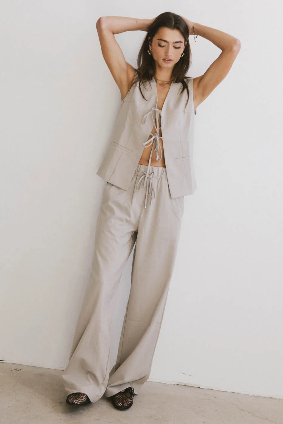 Eslyn Baggy Pants in Taupe - FINAL SALE - Image 3
