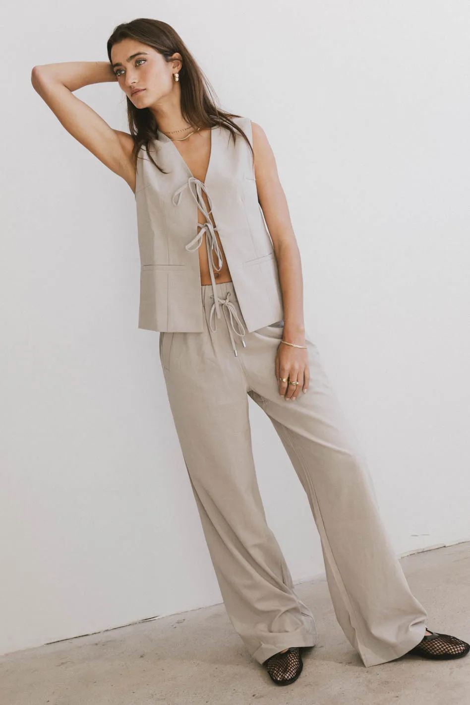Eslyn Oversized Vest in Taupe - FINAL SALE - Image 3