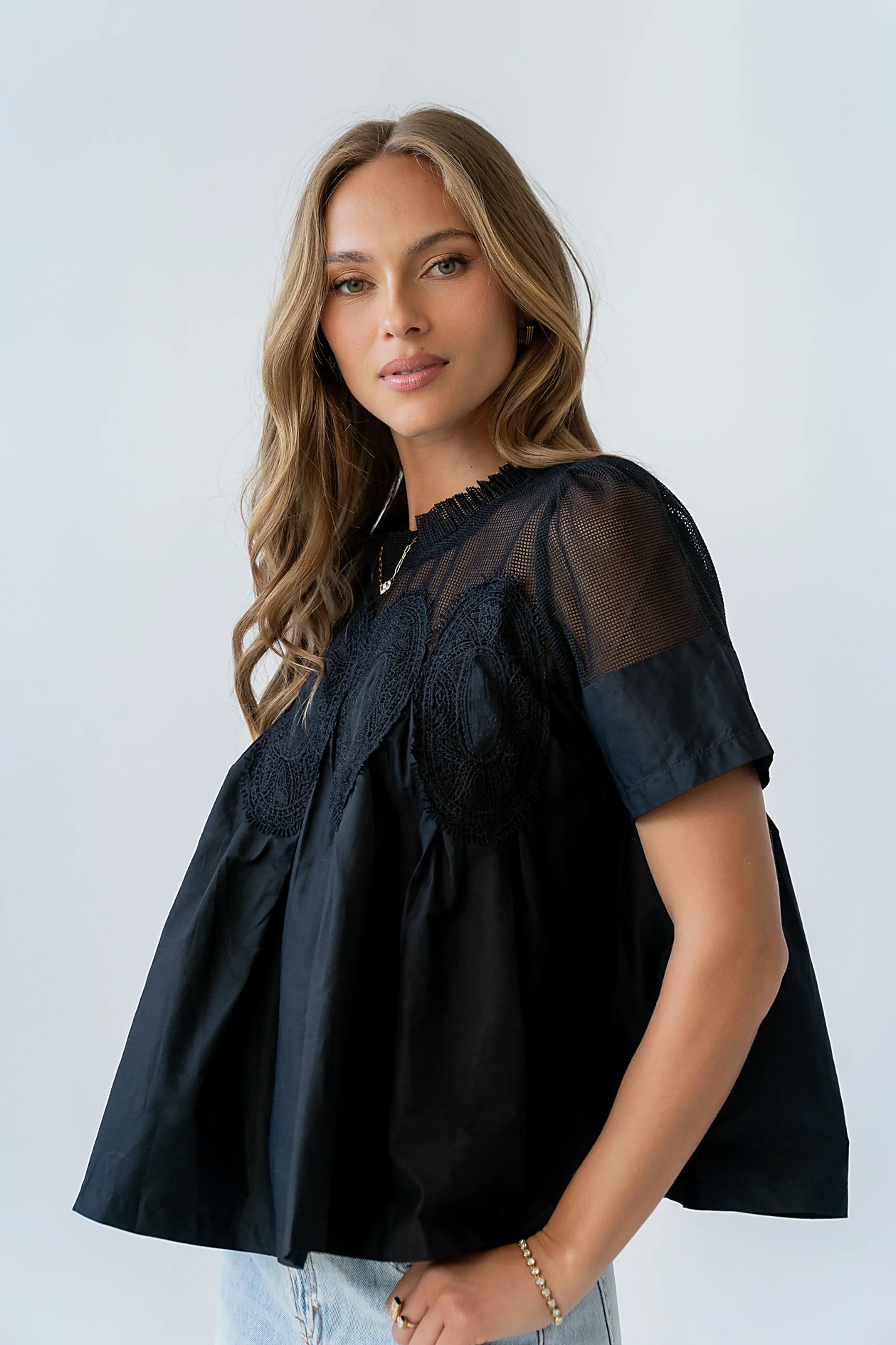 Estelle Mesh Top in Black - Image 3