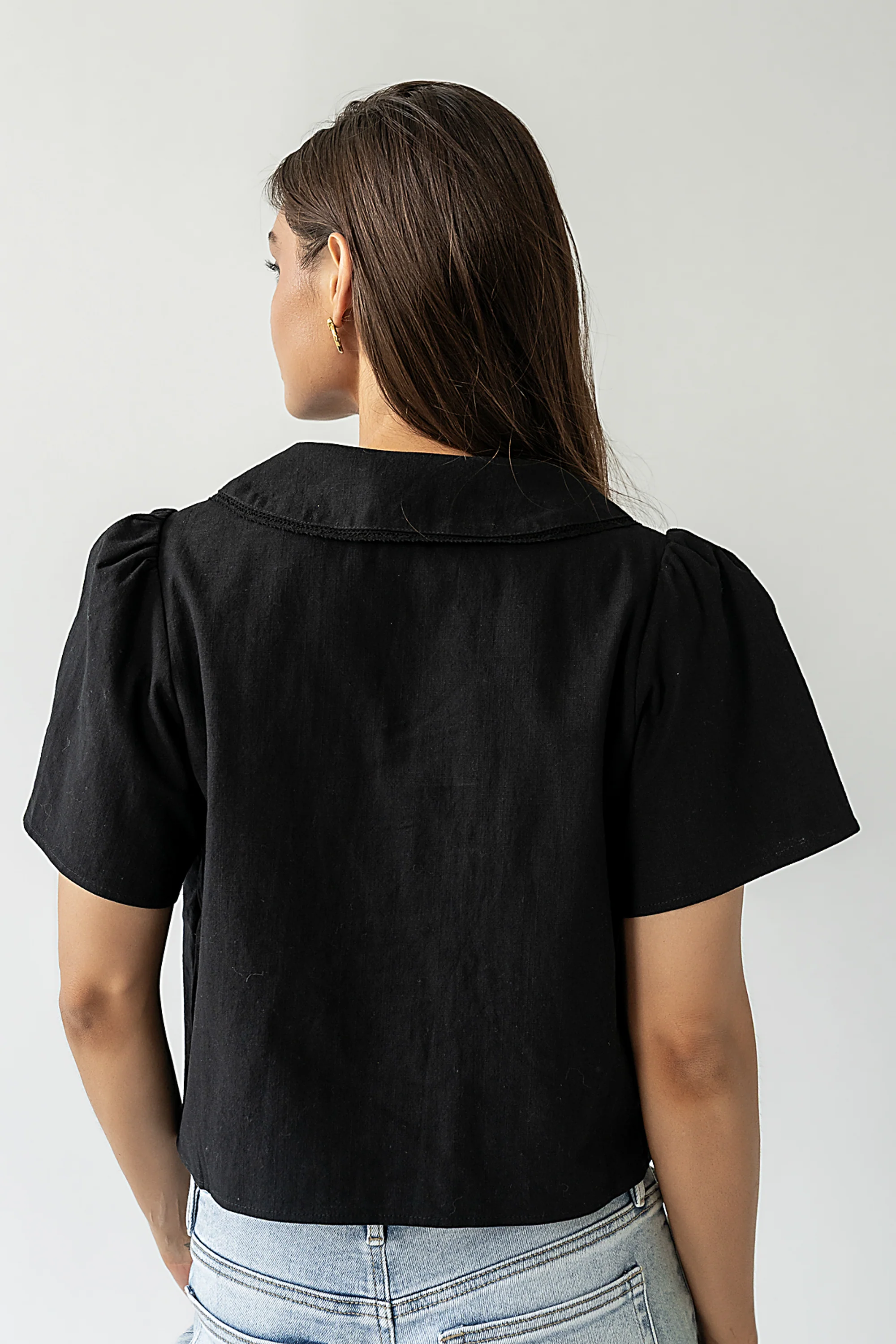 Ethan Tie Front Blouse in Black - FINAL SALE - Image 6