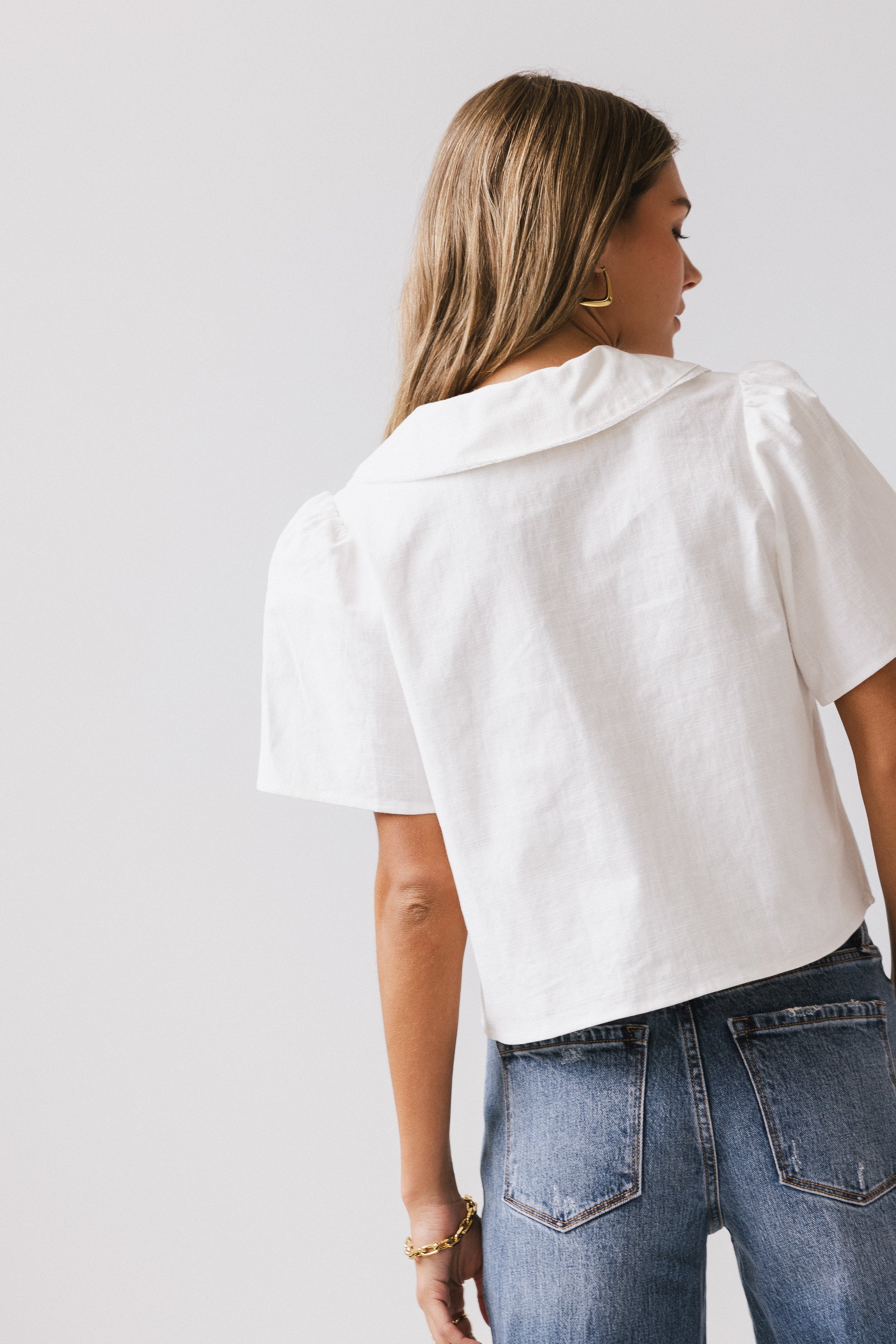 Ethan Tie Front Blouse in White - FINAL SALE - Image 4