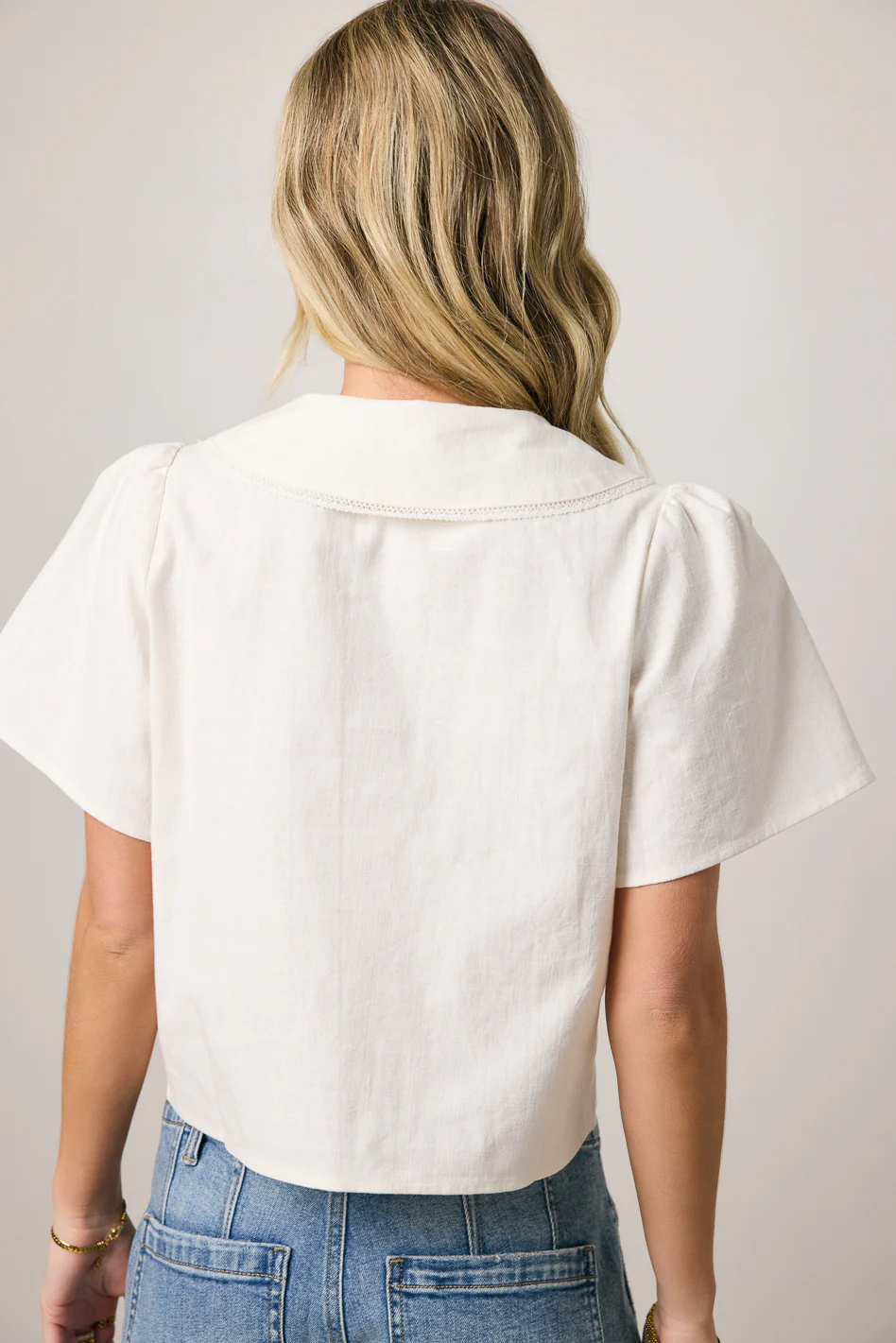 Ethan Tie Front Blouse in White - FINAL SALE - Image 7