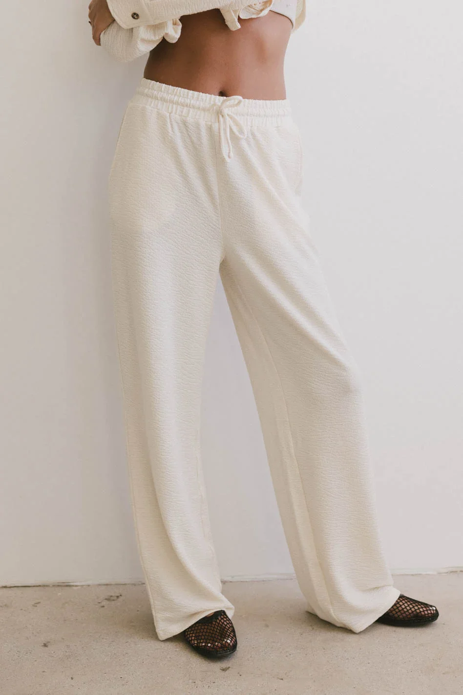 Etta Wide Leg Pants in Beige - FINAL SALE - Image 2