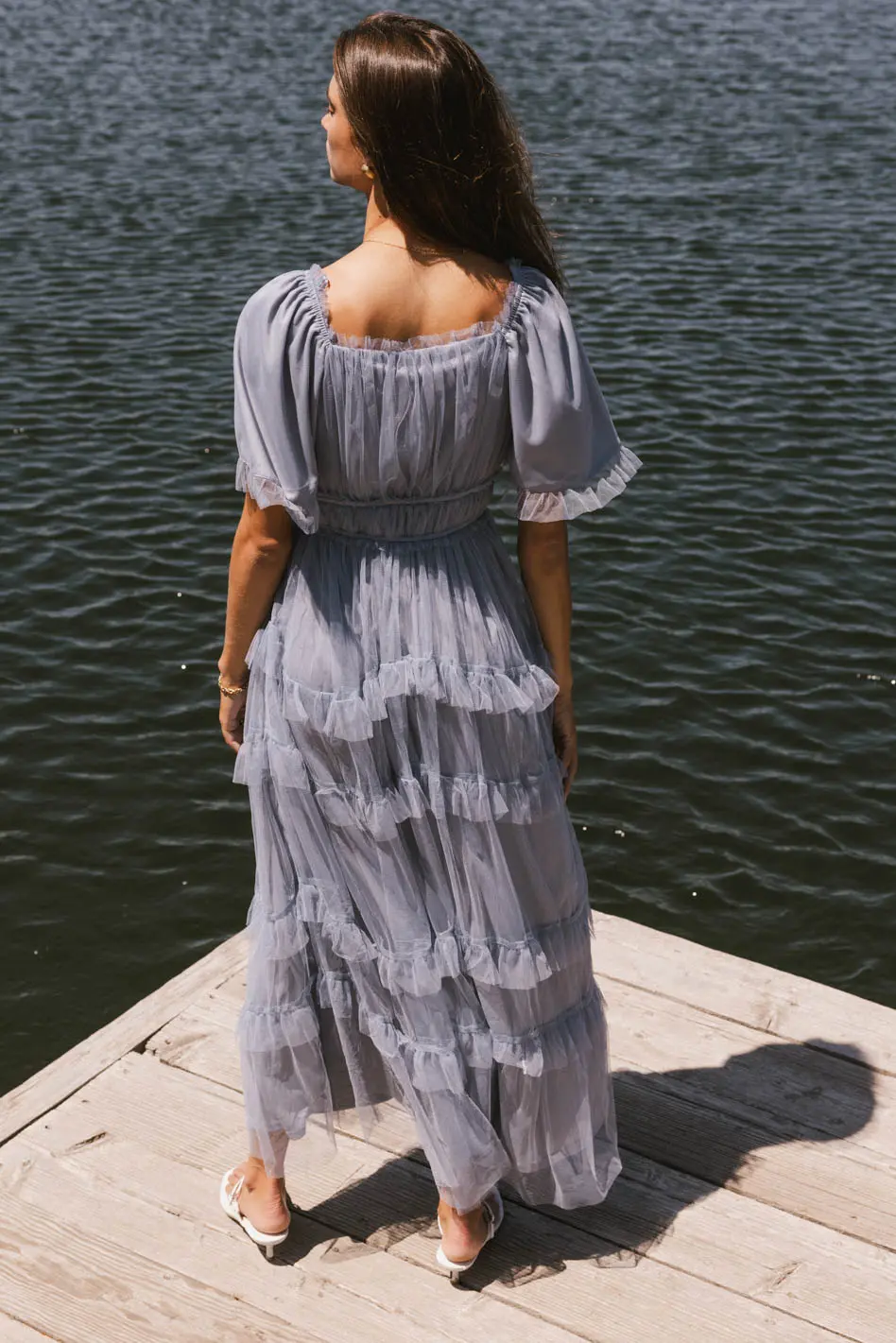 Eugena Ruffled Maxi Dress in Blue - FINAL SALE - Image 3