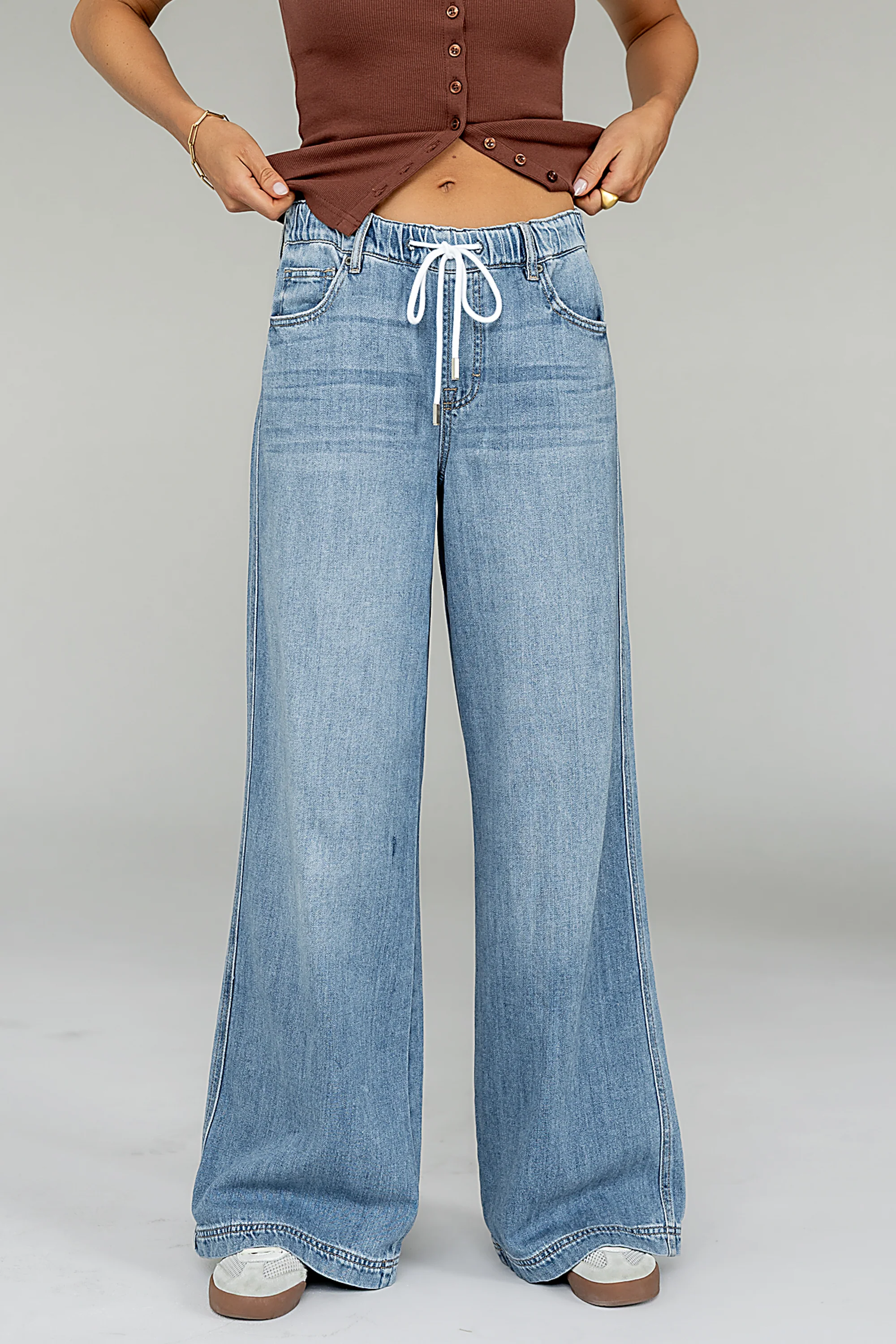 Eva Drawstring Wide Leg Jeans - FINAL SALE - Image 2
